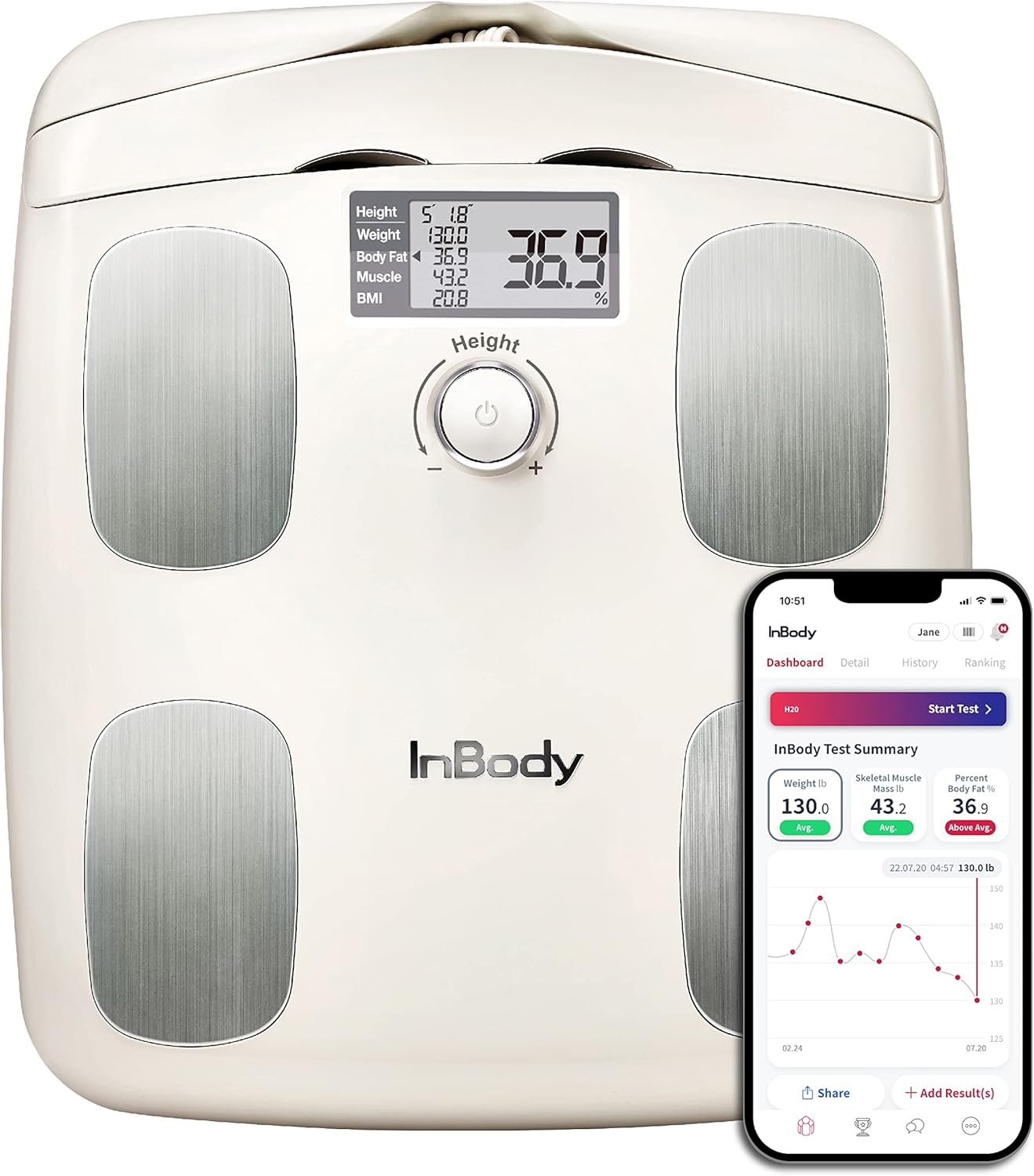 InBody Dial H20 Body Fat Scale – InBody Scale for Body Weight, Fat Percentage and Muscle Mass – Gym Accessory for Men & Women, Body Fat Measurement Device – Bluetooth-Connected, Oatmeal Beige InBody Dial H20 Body Fat Scale – InBody Scale for Body Weight, Fat Percentage and Muscle Mass – Gym Accessory for Men & Women, Body Fat Measurement Device – Bluetooth-Connected, Oatmeal Beige