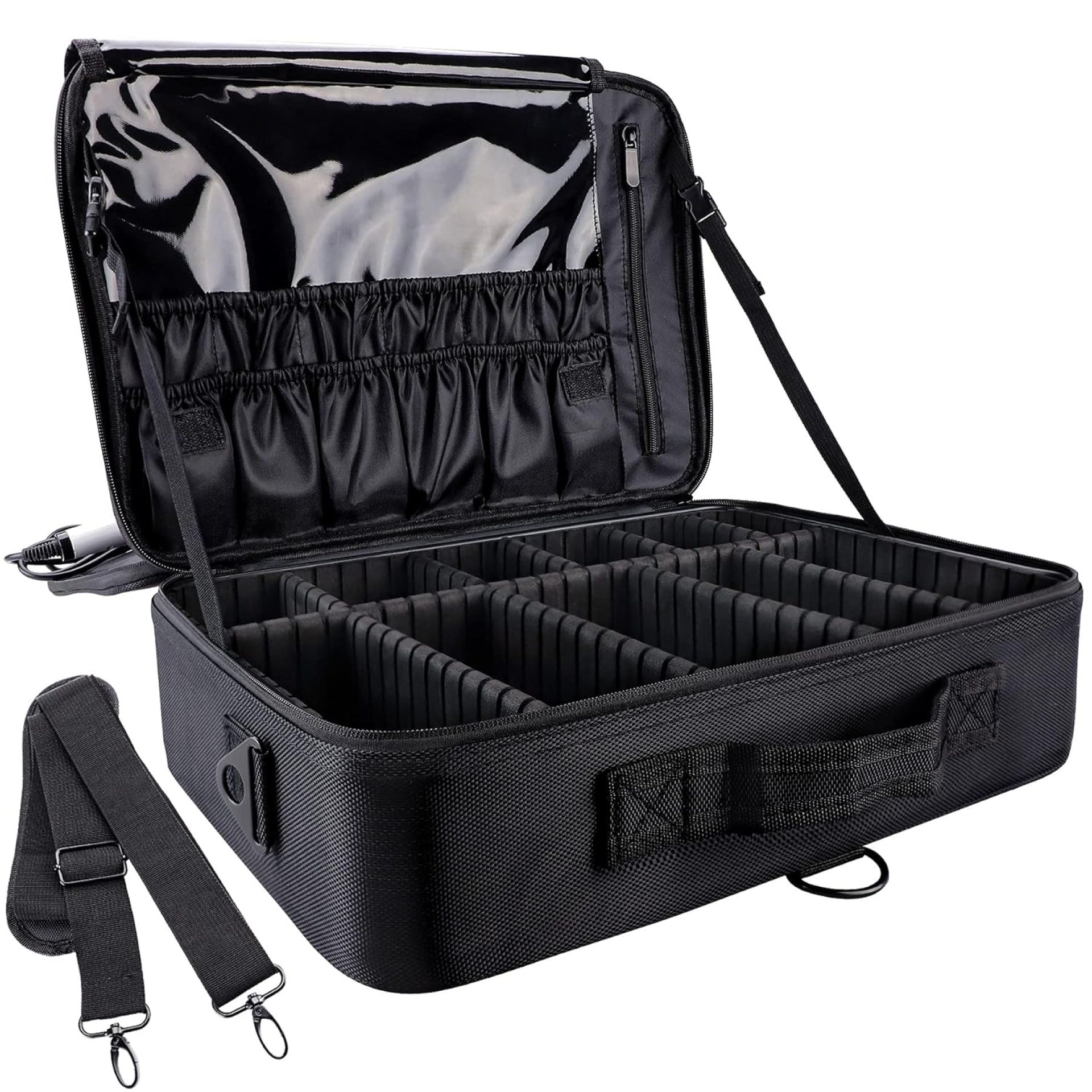 gzcz Large Capacity Travel Makeup Train Case 16.5 Inches Professional Makeup Cosmetic Case Portable Artist Cosmetics Brushs Organizer Storage Bag With Adjustable Dividers And Shoulder Strap (Black) gzcz Large Capacity Travel Makeup Train Case 16.5 Inches Professional Makeup Cosmetic Case Portable Artist Cosmetics Brushs Organizer Storage Bag With Adjustable Dividers And Shoulder Strap (Black)