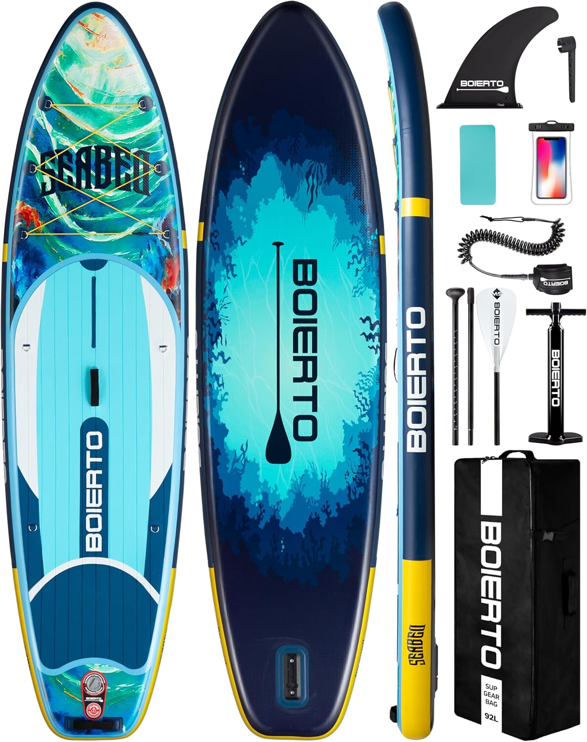 Inflatable Stand Up Paddle Board 10’8“*34″/11’*33″ Extra Wide Paddle Boards for Adults, SUP with Premium Accessories & Nylon Backpack, Adjustable Paddle, Hand Pump, Bottom Fin, Leash Inflatable Stand Up Paddle Board 10’8“*34″/11’*33″ Extra Wide Paddle Boards for Adults, SUP with Premium Accessories & Nylon Backpack, Adjustable Paddle, Hand Pump, Bottom Fin, Leash