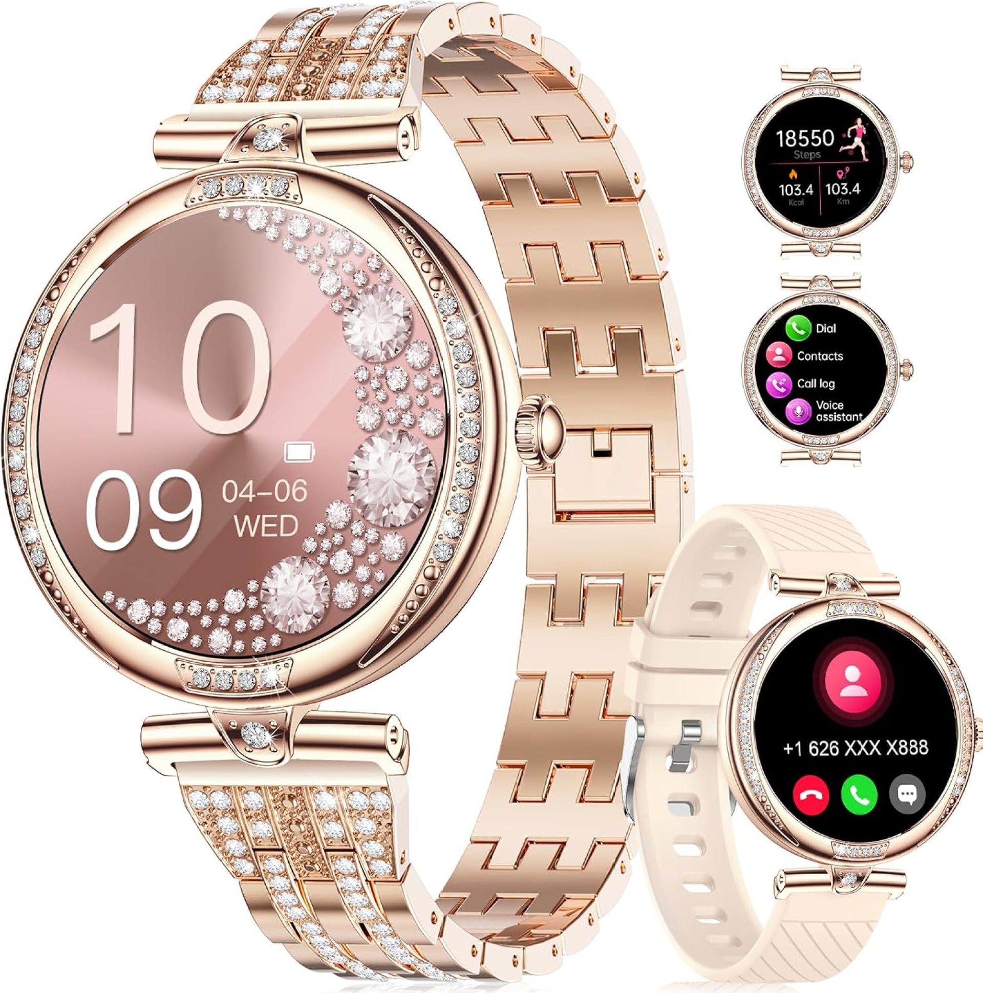 LIGE Smart Watches for Women (Answer/Make Call) with Diamonds,1.19” AMOLED Smartwatch with Heart Rate/SpO2/Sleep Monitor,IP68 Waterproof Fitness Tracker 111 Sport Modes Pedometer for Android iOS,Gold LIGE Smart Watches for Women (Answer/Make Call) with Diamonds,1.19” AMOLED Smartwatch with Heart Rate/SpO2/Sleep Monitor,IP68 Waterproof Fitness Tracker 111 Sport Modes Pedometer for Android iOS,Gold