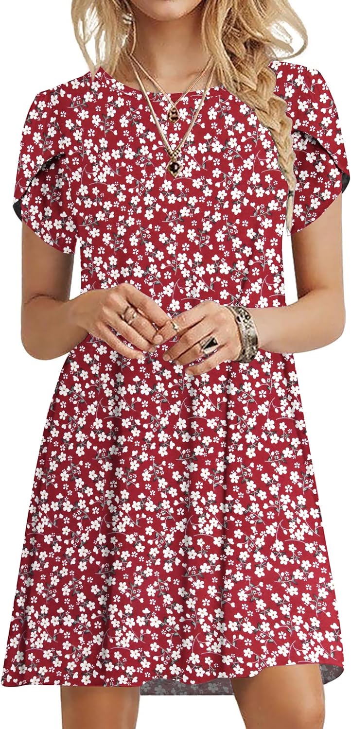 MOLERANI Summer Dresses for Women 2024 Casual T Shirt Crewneck Petal Sleeve Swing Vacation Dress with Pockets MOLERANI Summer Dresses for Women 2024 Casual T Shirt Crewneck Petal Sleeve Swing Vacation Dress with Pockets