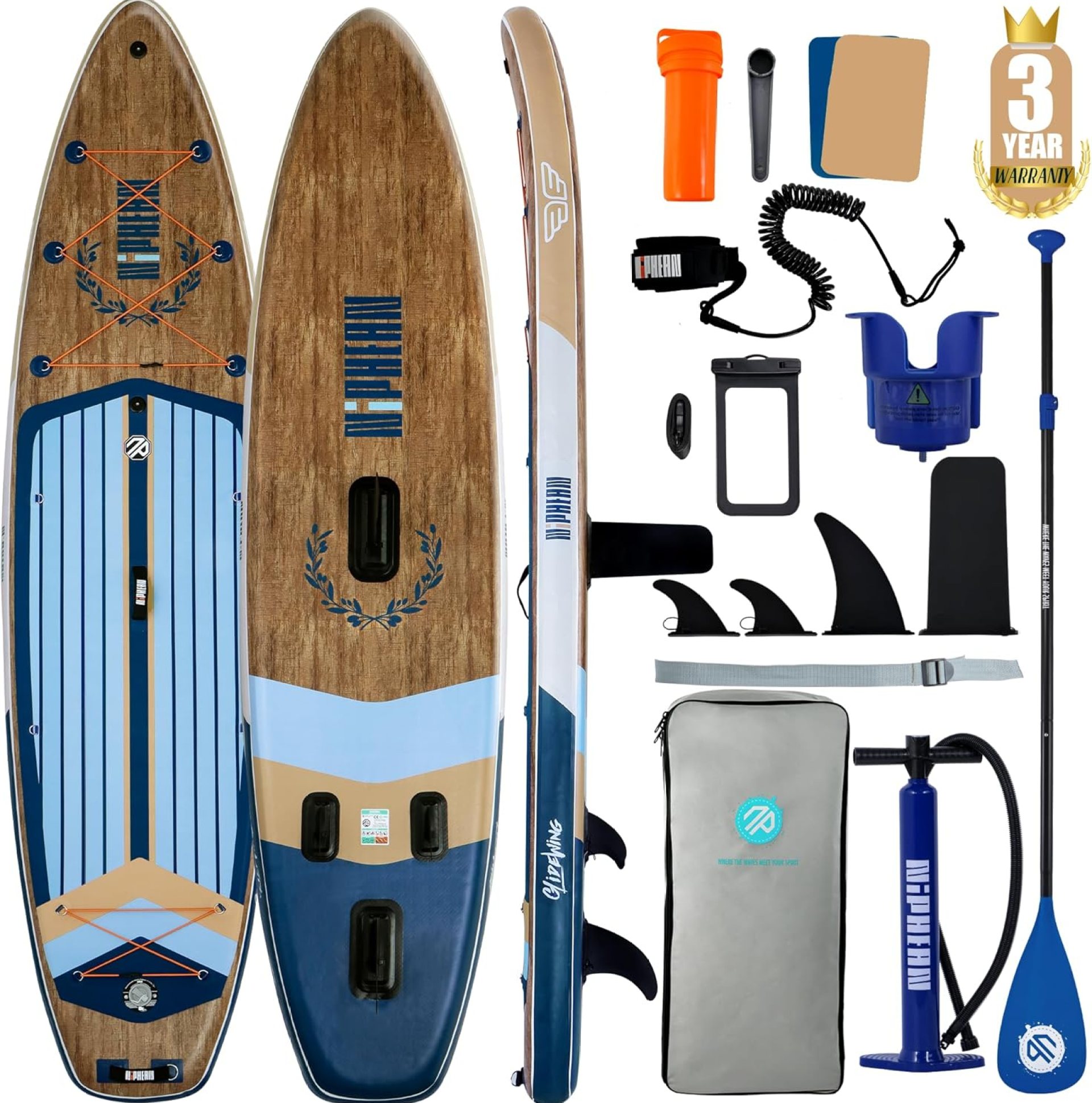 Niphean (Extra Large) Inflatable Paddle Board, SUP for 2+1 People/Family, Stand Up Paddle Board with (Beginner Friendly) Balanced Wing, Waterproof Phone Pouch, Paddle Boards for Adults, Gift Ideas Niphean (Extra Large) Inflatable Paddle Board, SUP for 2+1 People/Family, Stand Up Paddle Board with (Beginner Friendly) Balanced Wing, Waterproof Phone Pouch, Paddle Boards for Adults, Gift Ideas
