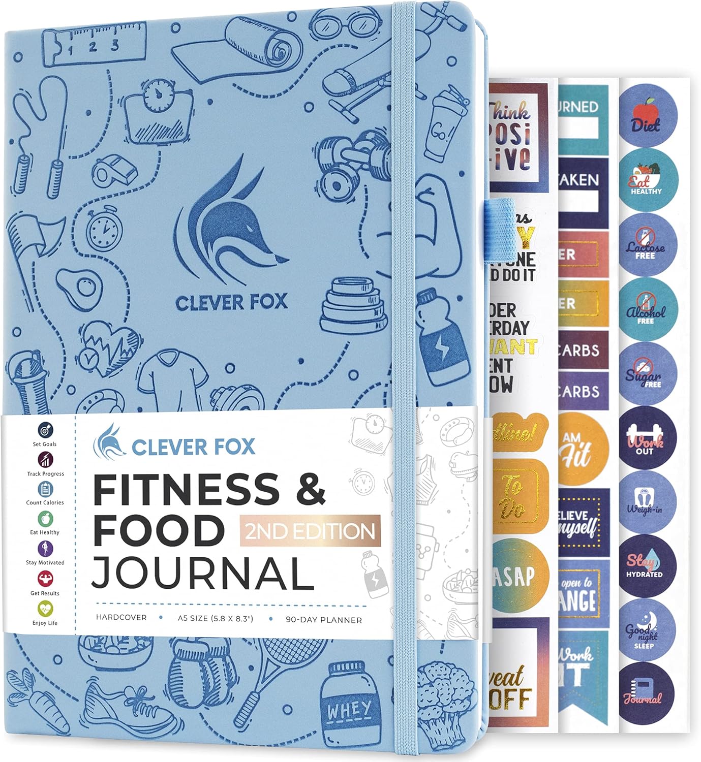 Clever Fox Fitness & Food Journal – Nutrition & Workout Planner for Women & Men – Diet & Gym Exercise Log Book with Calendars, Diet & Training Trackers – Undated, A5 Size, Hardcover (Light Blue) Clever Fox Fitness & Food Journal – Nutrition & Workout Planner for Women & Men – Diet & Gym Exercise Log Book with Calendars, Diet & Training Trackers – Undated, A5 Size, Hardcover (Light Blue)