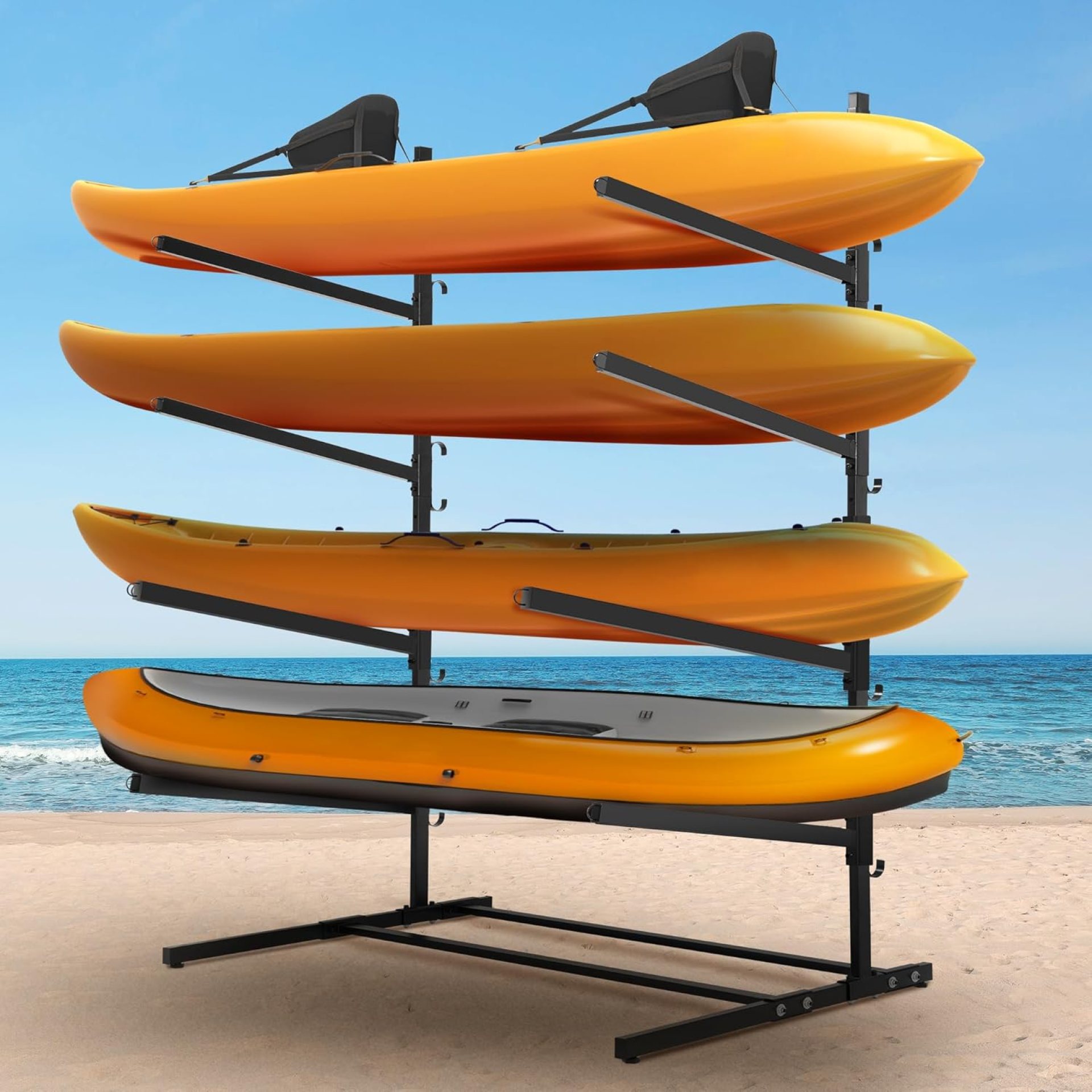 Rengue Kayak Storage Rack, Heavy Duty Freestanding Kayak Stand for Kayaks, SUPs, Canoe and Paddleboard Kayak Rack for Indoor & Outdoor Use Rengue Kayak Storage Rack, Heavy Duty Freestanding Kayak Stand for Kayaks, SUPs, Canoe and Paddleboard Kayak Rack for Indoor & Outdoor Use