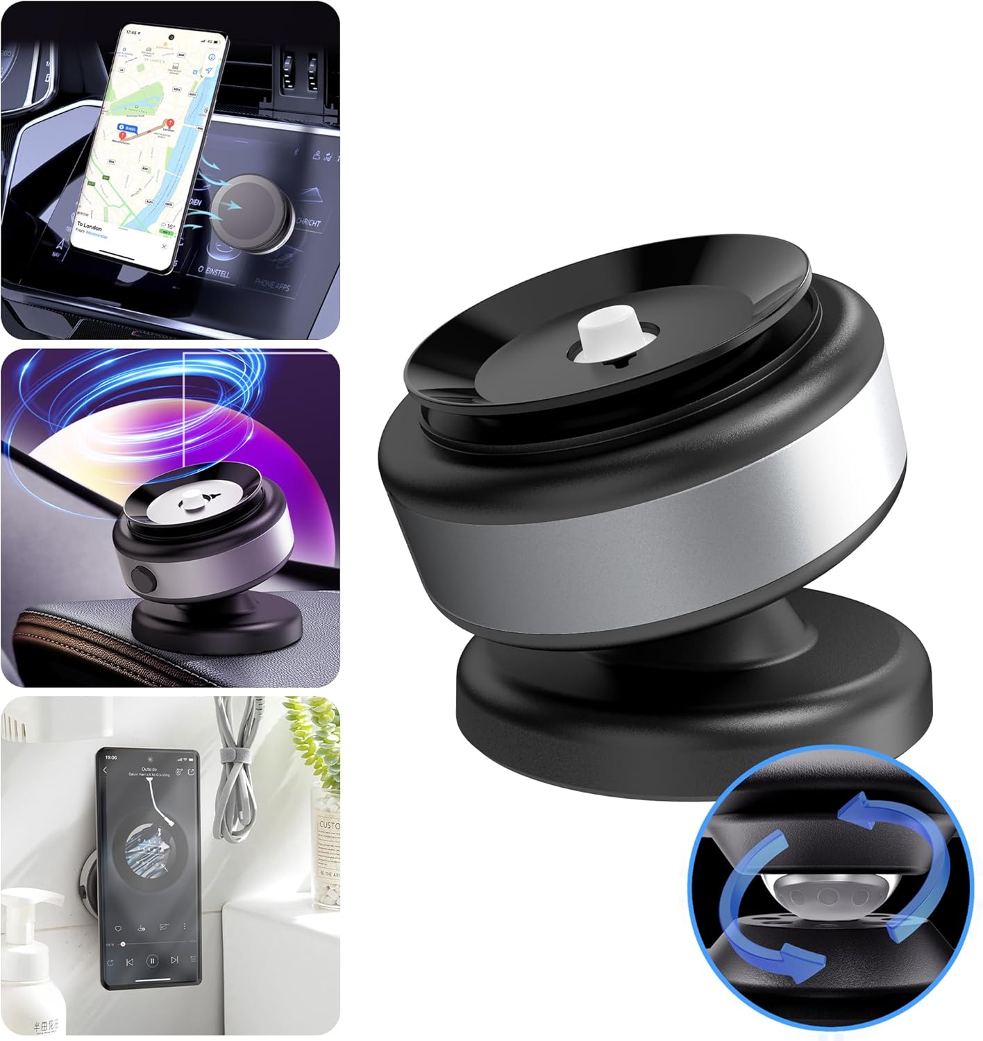 Electric Vacuum Car Phone Holder, 360 Rotatable Magnetic Mount With Suction for iPhone, Android and All Smartphones Electric Vacuum Car Phone Holder, 360 Rotatable Magnetic Mount With Suction for iPhone, Android and All Smartphones