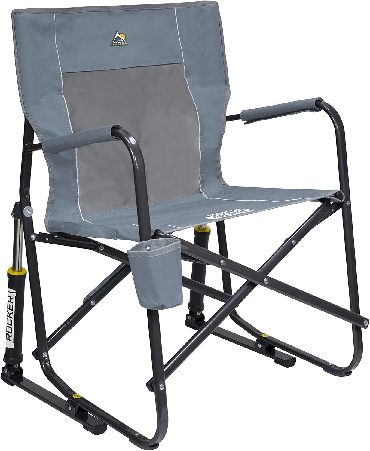 GCI OUTDOOR Freestyle Rocker Camping Chair | Portable Folding Rocking Chair with Solid, Durable Armrests, Drink Holder & Comfortable Backrest — Grey GCI OUTDOOR Freestyle Rocker Camping Chair | Portable Folding Rocking Chair with Solid, Durable Armrests, Drink Holder & Comfortable Backrest — Grey