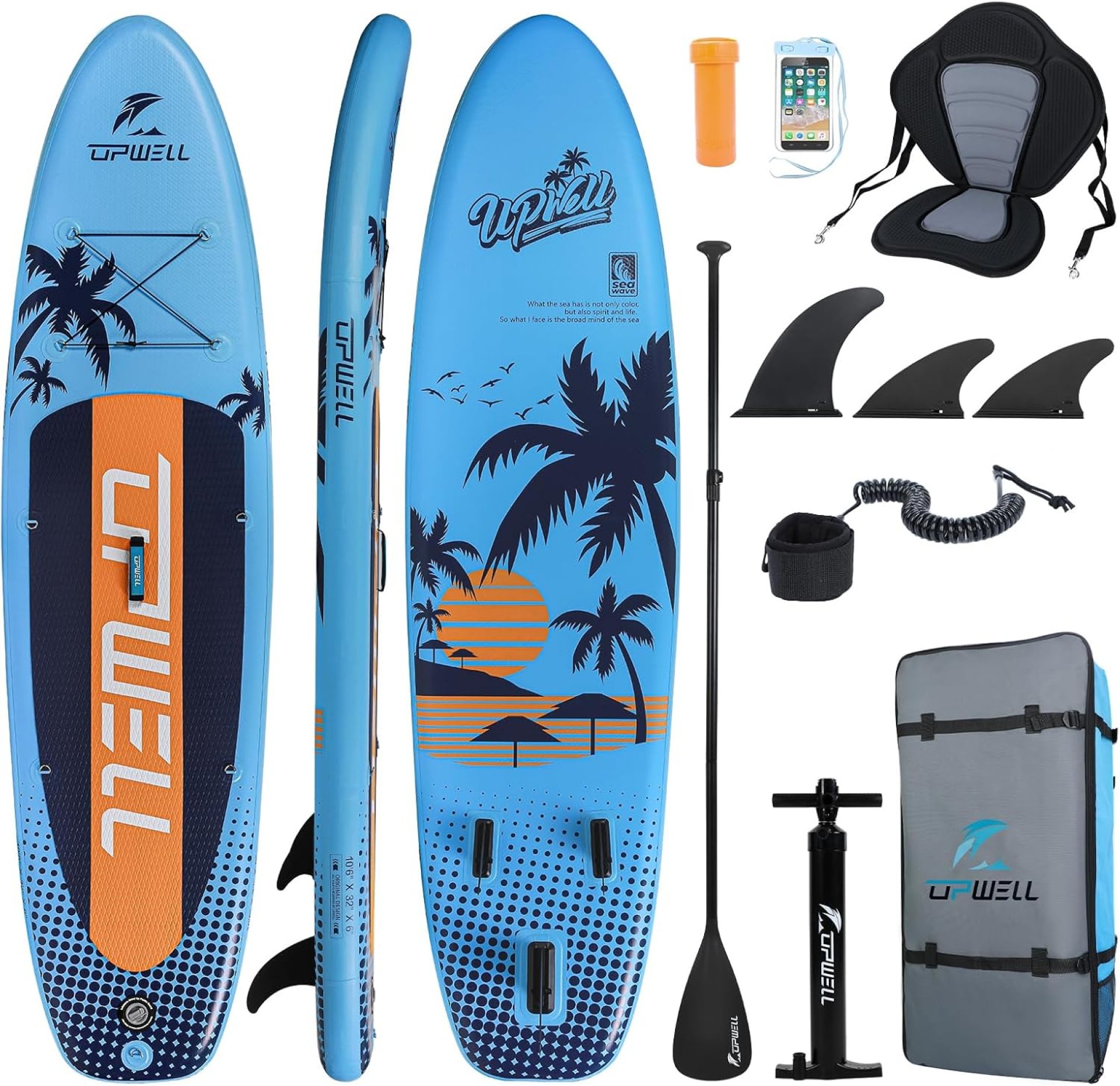 UPWELL 10’6″/11’/11’6″ Inflatable Paddle Board, Stand Up Paddle Board for Youth & Adults, Stable Design, Premium SUP Accessories, Backpack, 10L Dry Bag, Paddle, Leash, Hand Pump, Fins UPWELL 10’6″/11’/11’6″ Inflatable Paddle Board, Stand Up Paddle Board for Youth & Adults, Stable Design, Premium SUP Accessories, Backpack, 10L Dry Bag, Paddle, Leash, Hand Pump, Fins