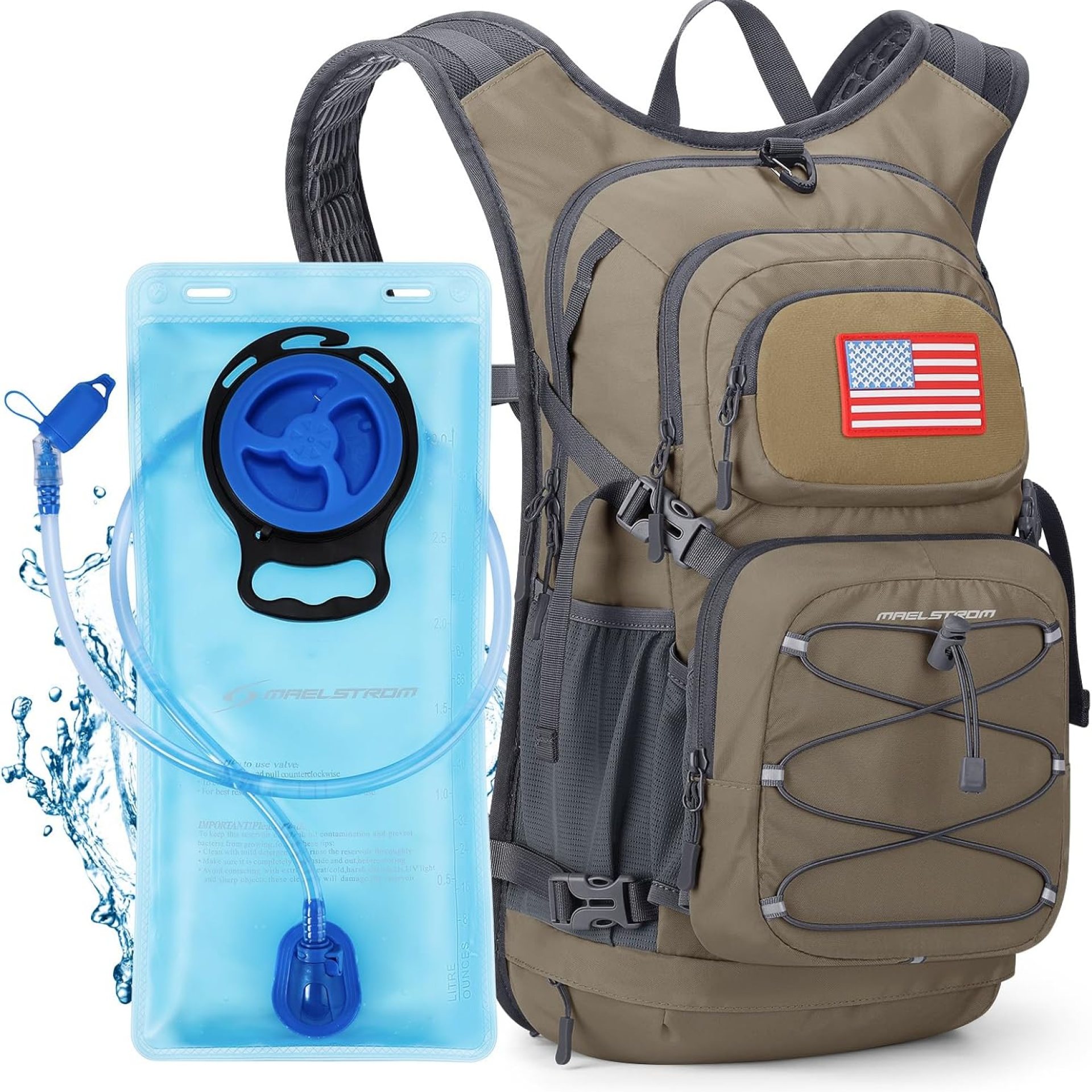 Maelstrom Hydration Backpack, Hiking Backpack with 2L/3L Water Bladder, High Flow Bite Valve Water Backpack Lightweight Maelstrom Hydration Backpack, Hiking Backpack with 2L/3L Water Bladder, High Flow Bite Valve Water Backpack Lightweight
