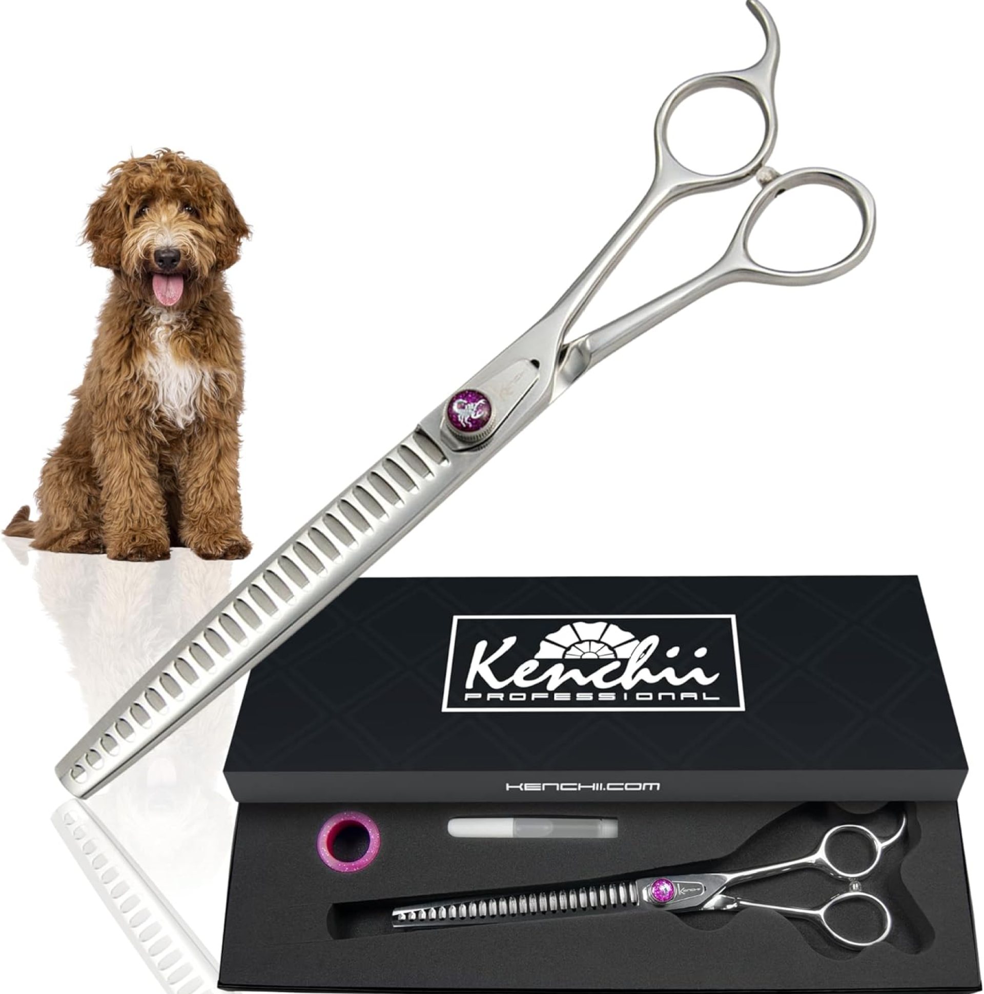 Kenchii Scorpion Dog Grooming Scissors, 24 Tooth Blending Shears, Dog Scissors for Grooming, Professional Pet Grooming Scissors, Heavy Duty, Durable and Sharp Kenchii Scorpion Dog Grooming Scissors, 24 Tooth Blending Shears, Dog Scissors for Grooming, Professional Pet Grooming Scissors, Heavy Duty, Durable and Sharp