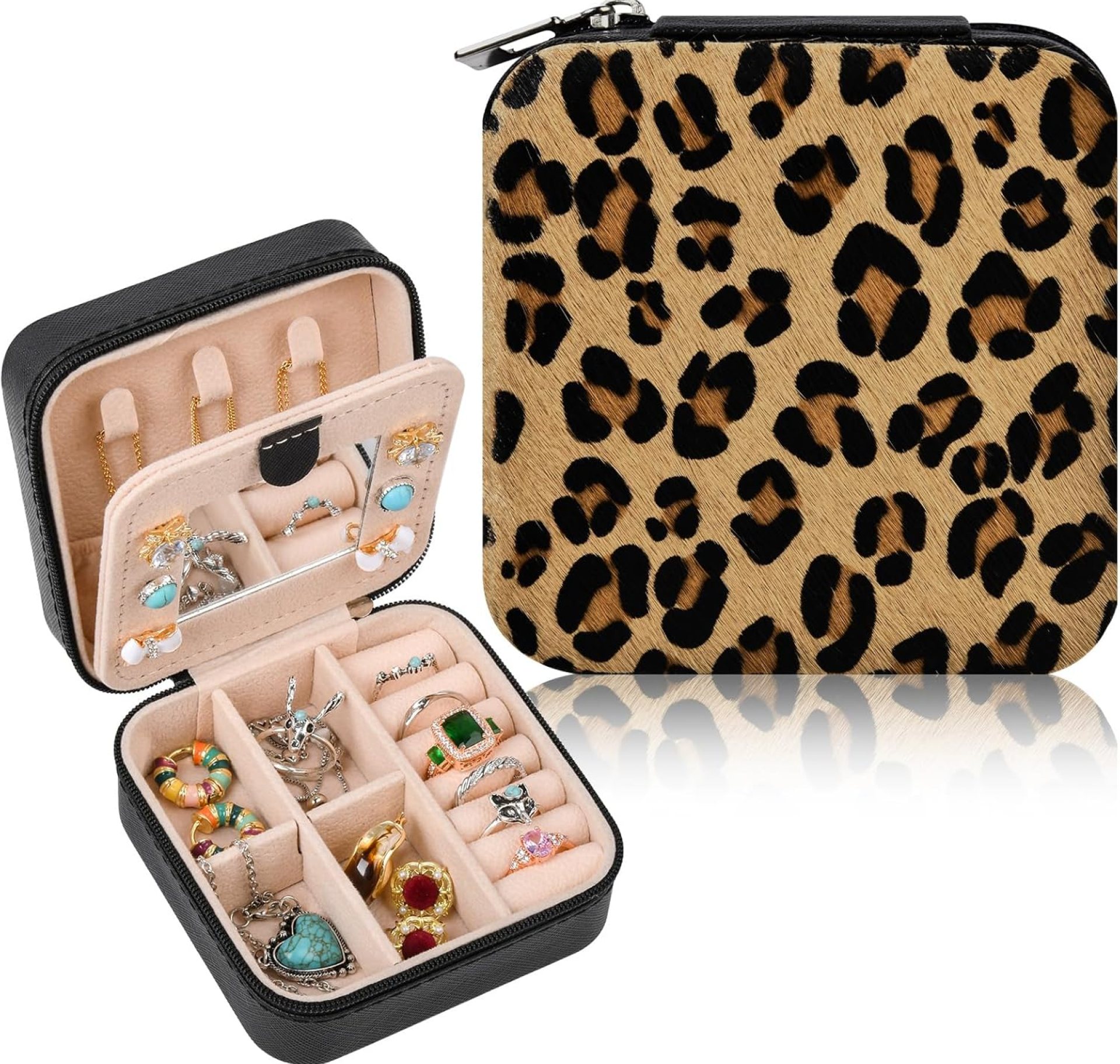 DEEKA Western Jewelry Box Case Real Leather Leopard Print Cowhide Tooled Travel Jewelry Organizer Gifts Christmas Gifts for Women Country Girls Cowgirl Stuff Portable Travel Accessories -Brown Leopard DEEKA Western Jewelry Box Case Real Leather Leopard Print Cowhide Tooled Travel Jewelry Organizer Gifts Christmas Gifts for Women Country Girls Cowgirl Stuff Portable Travel Accessories -Brown Leopard