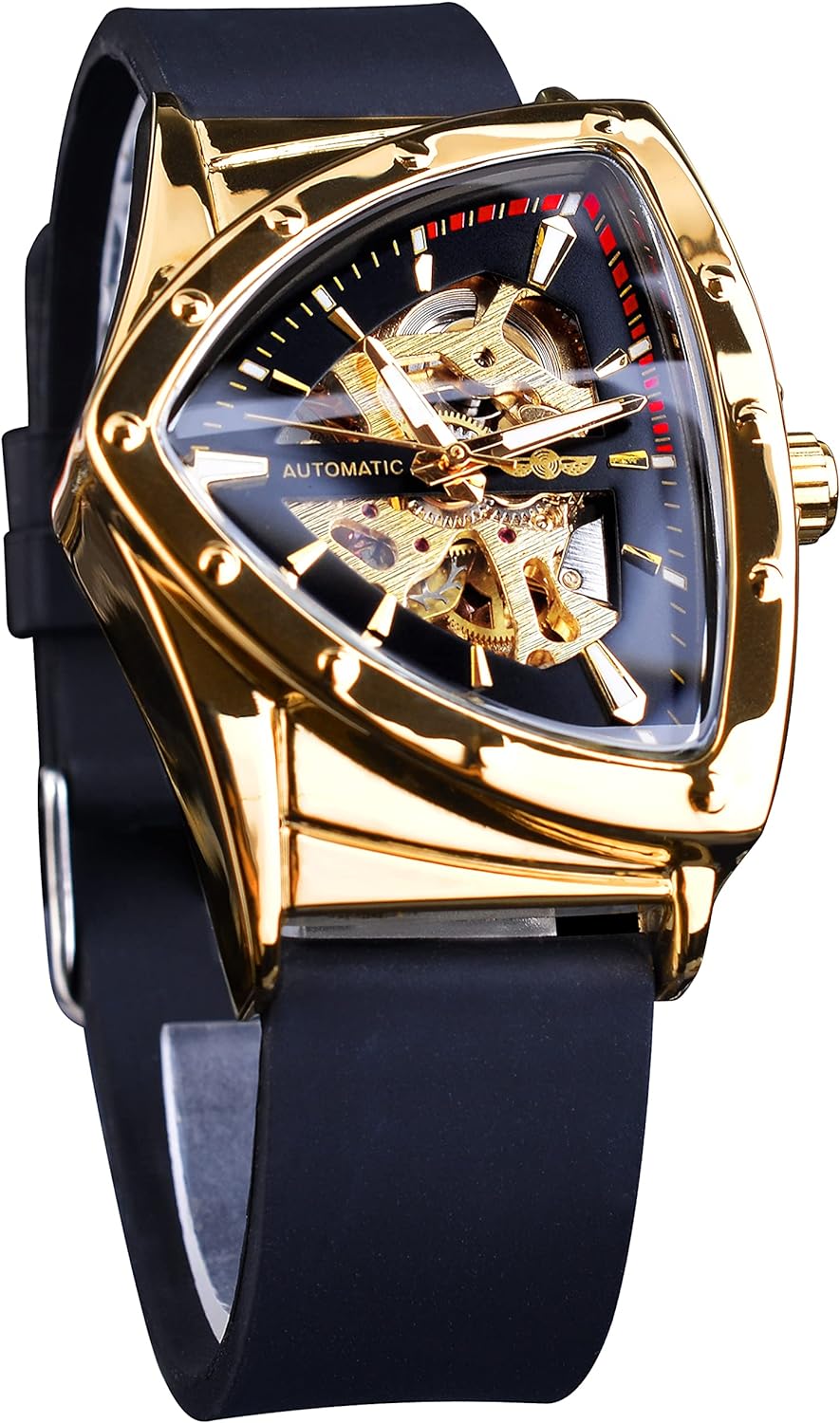 FORSINING Skeleton Watches for Men, Automatic Mechanical Watch with Triangle Dial, Luminous Self Winding Watches Stainless Steel Bracelet or Soft Silicone Strap FORSINING Skeleton Watches for Men, Automatic Mechanical Watch with Triangle Dial, Luminous Self Winding Watches Stainless Steel Bracelet or Soft Silicone Strap