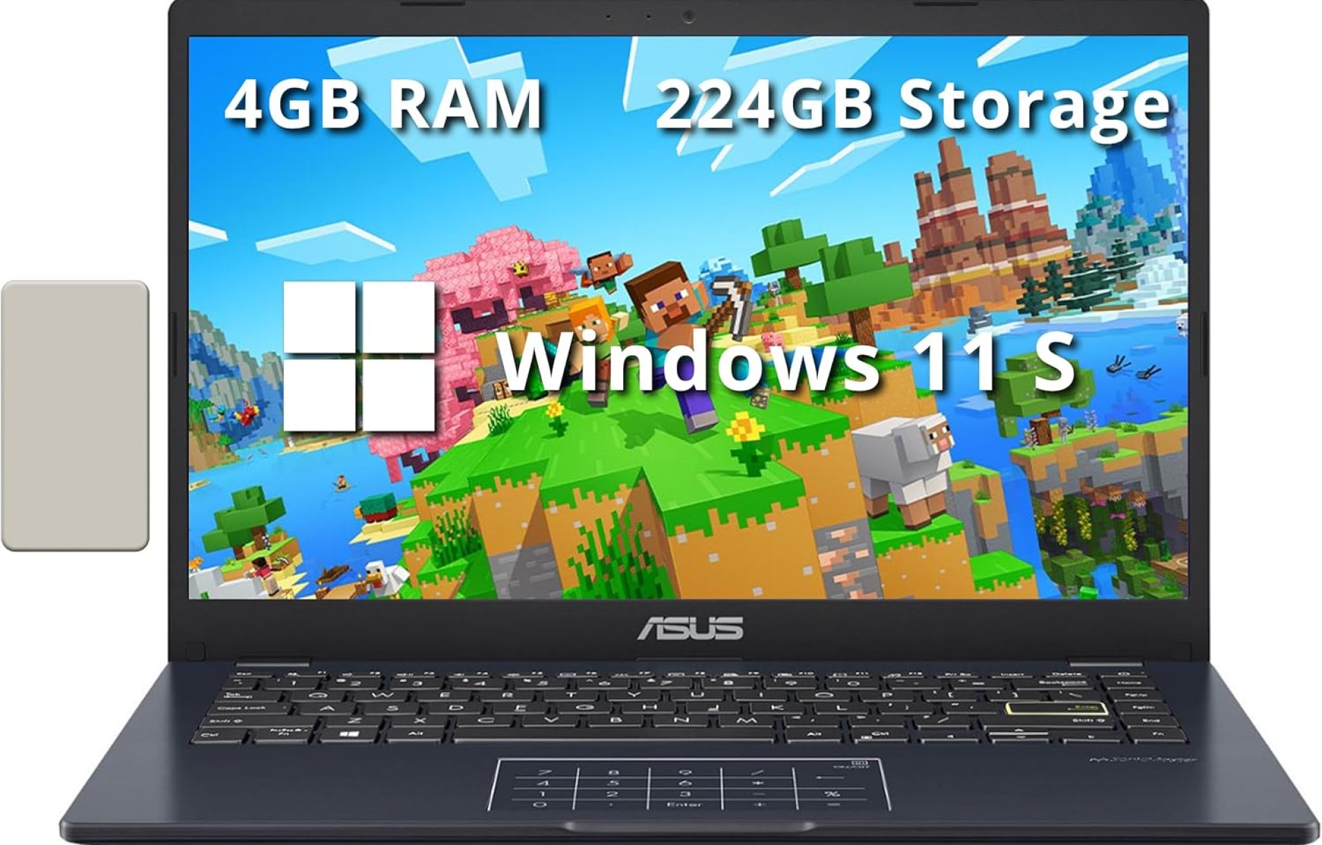 ASUS 14″ FHD Laptop, Intel Celeron N4500 Processor, 4GB RAM, 224GB Storage(64GB eMMC+160GB Docking Station Set), Intel Iris Xe Graphics, 720P Camera, Bluetooth, Win 11 S, Quiet Blue ASUS 14″ FHD Laptop, Intel Celeron N4500 Processor, 4GB RAM, 224GB Storage(64GB eMMC+160GB Docking Station Set), Intel Iris Xe Graphics, 720P Camera, Bluetooth, Win 11 S, Quiet Blue