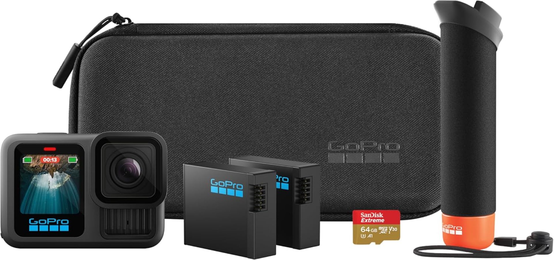 GoPro HERO13 Black Accessory Bundle – Includes The Handler, 2 Enduro Batteries, 2 Curved Adhesive Mounts, 64GB SanDisk MicroSD Card, and Carrying Case (0 Value) GoPro HERO13 Black Accessory Bundle – Includes The Handler, 2 Enduro Batteries, 2 Curved Adhesive Mounts, 64GB SanDisk MicroSD Card, and Carrying Case (0 Value)