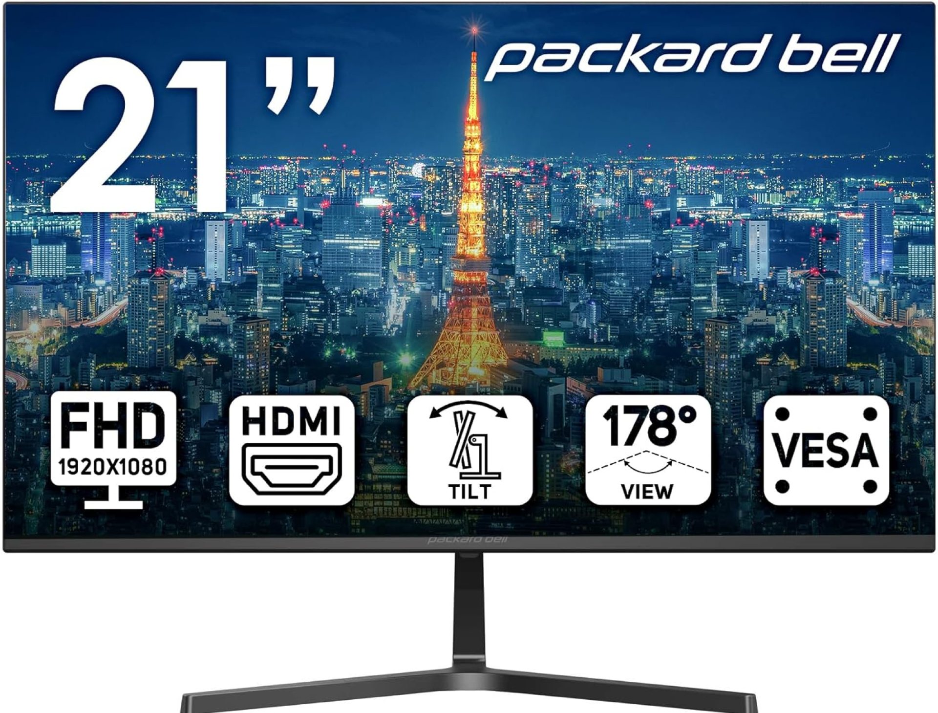 Packard Bell airFrame 21″ FHD Monitor, 1920×1080, Ultrawide, VESA Mount Compatible, Tilt Adjustment, HDMI/VGA, Slim Bezel, for Home, Office, and Light Gaming Packard Bell airFrame 21″ FHD Monitor, 1920×1080, Ultrawide, VESA Mount Compatible, Tilt Adjustment, HDMI/VGA, Slim Bezel, for Home, Office, and Light Gaming