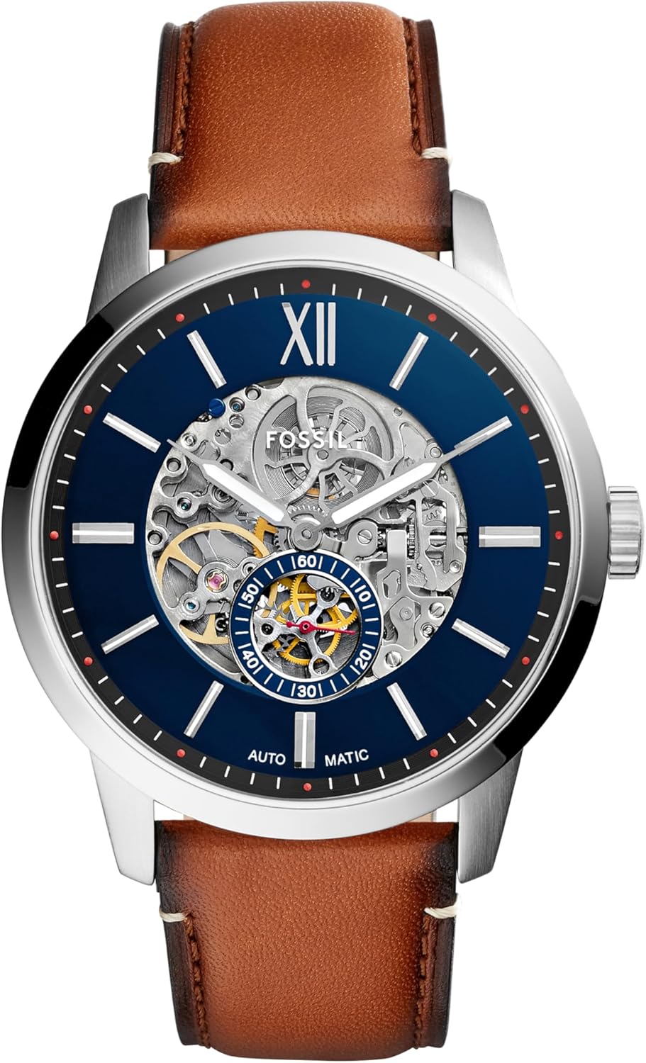 Fossil Men’s Townsman Automatic Stainless Steel and Leather Two-Hand Skeleton Watch Fossil Men’s Townsman Automatic Stainless Steel and Leather Two-Hand Skeleton Watch