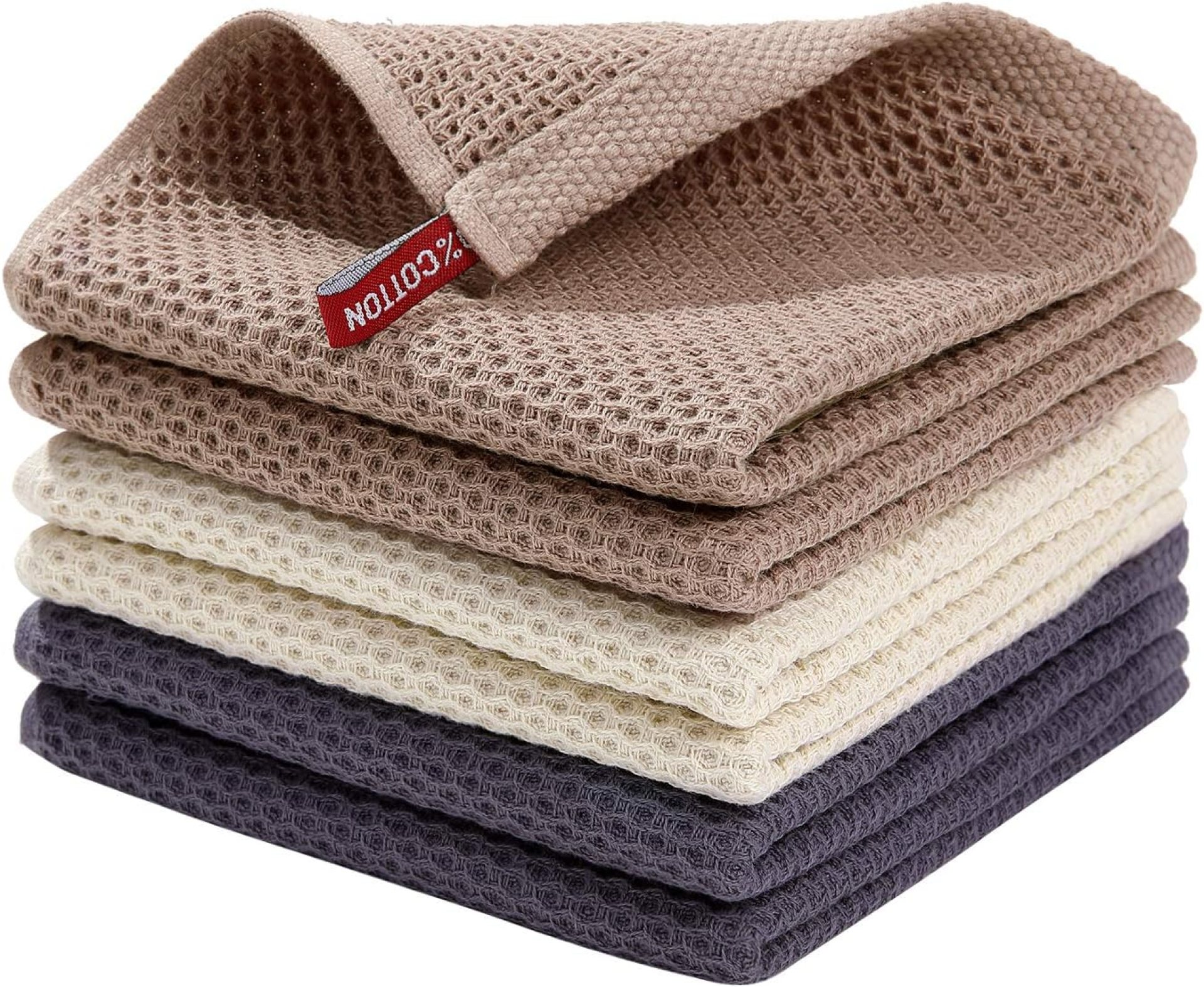 Homaxy 100% Cotton Waffle Weave Kitchen Dish Cloths, Ultra Soft Absorbent Quick Drying Dish Towels, 12 x 12 Inches, 6-Pack, Mixed Color Homaxy 100% Cotton Waffle Weave Kitchen Dish Cloths, Ultra Soft Absorbent Quick Drying Dish Towels, 12 x 12 Inches, 6-Pack, Mixed Color