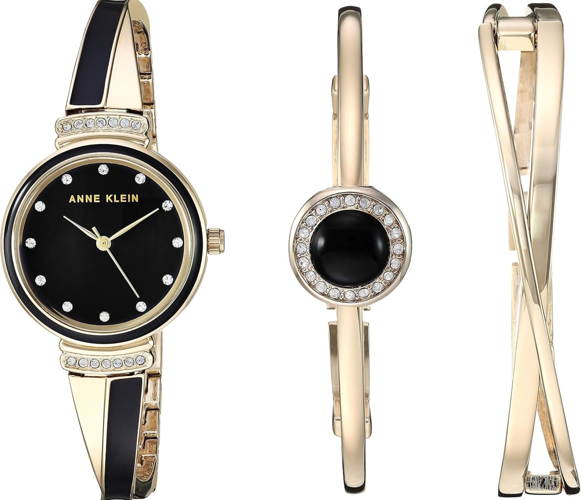 Anne Klein Women’s Premium Crystal Accented Watch and Bangle Set Anne Klein Women’s Premium Crystal Accented Watch and Bangle Set