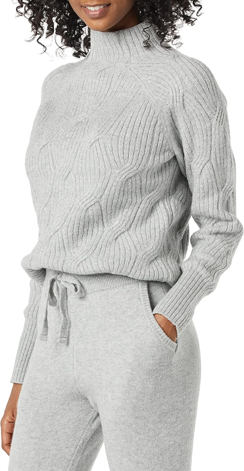 Amazon Essentials Women’s Winter Sweater, Soft Touch Funnel Neck Cable Knit Amazon Essentials Women’s Winter Sweater, Soft Touch Funnel Neck Cable Knit
