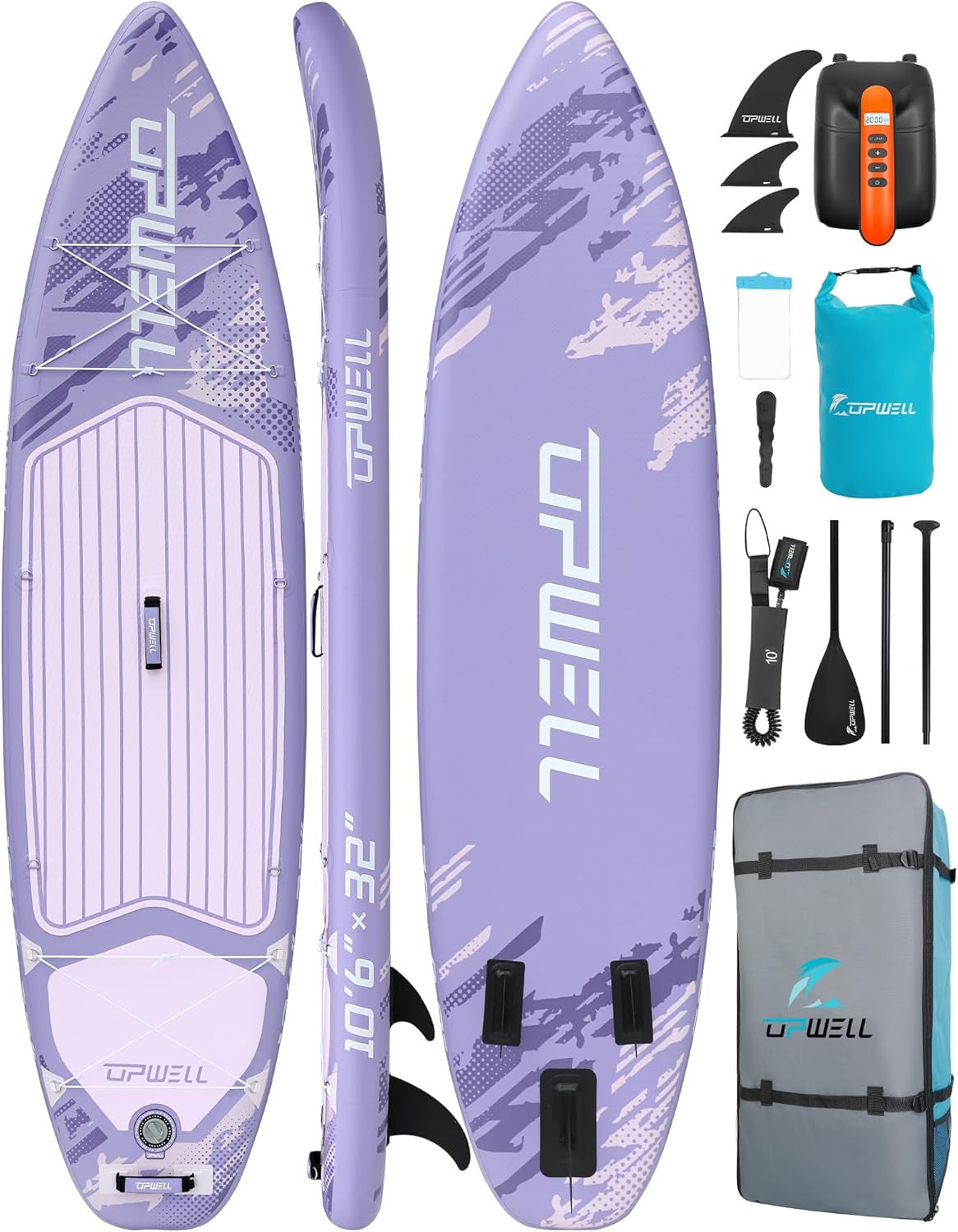 UPWELL 10’2”/10’6”/11’Stand Up Paddle Board for Youth & Adults, Inflatable Paddle Board with Stable Design, Premium SUP Accessories, Backpack, Paddle, Leash, Pump, Fins UPWELL 10’2”/10’6”/11’Stand Up Paddle Board for Youth & Adults, Inflatable Paddle Board with Stable Design, Premium SUP Accessories, Backpack, Paddle, Leash, Pump, Fins