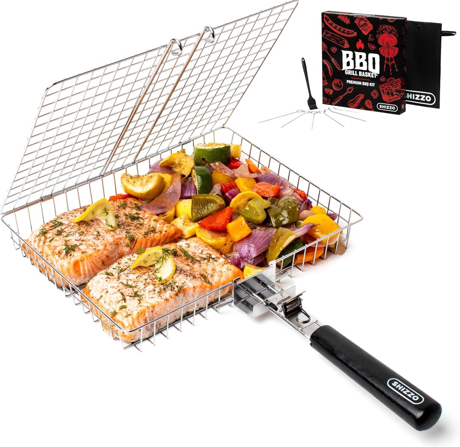 Grill Basket, Barbecue BBQ Grilling Basket , Stainless Steel Large Folding Grilling baskets With Handle, Portable Outdoor Camping BBQ Rack for Fish, Shrimp, Vegetables, Barbeque Griller Cooking Accessories Grill Basket, Barbecue BBQ Grilling Basket , Stainless Steel Large Folding Grilling baskets With Handle, Portable Outdoor Camping BBQ Rack for Fish, Shrimp, Vegetables, Barbeque Griller Cooking Accessories