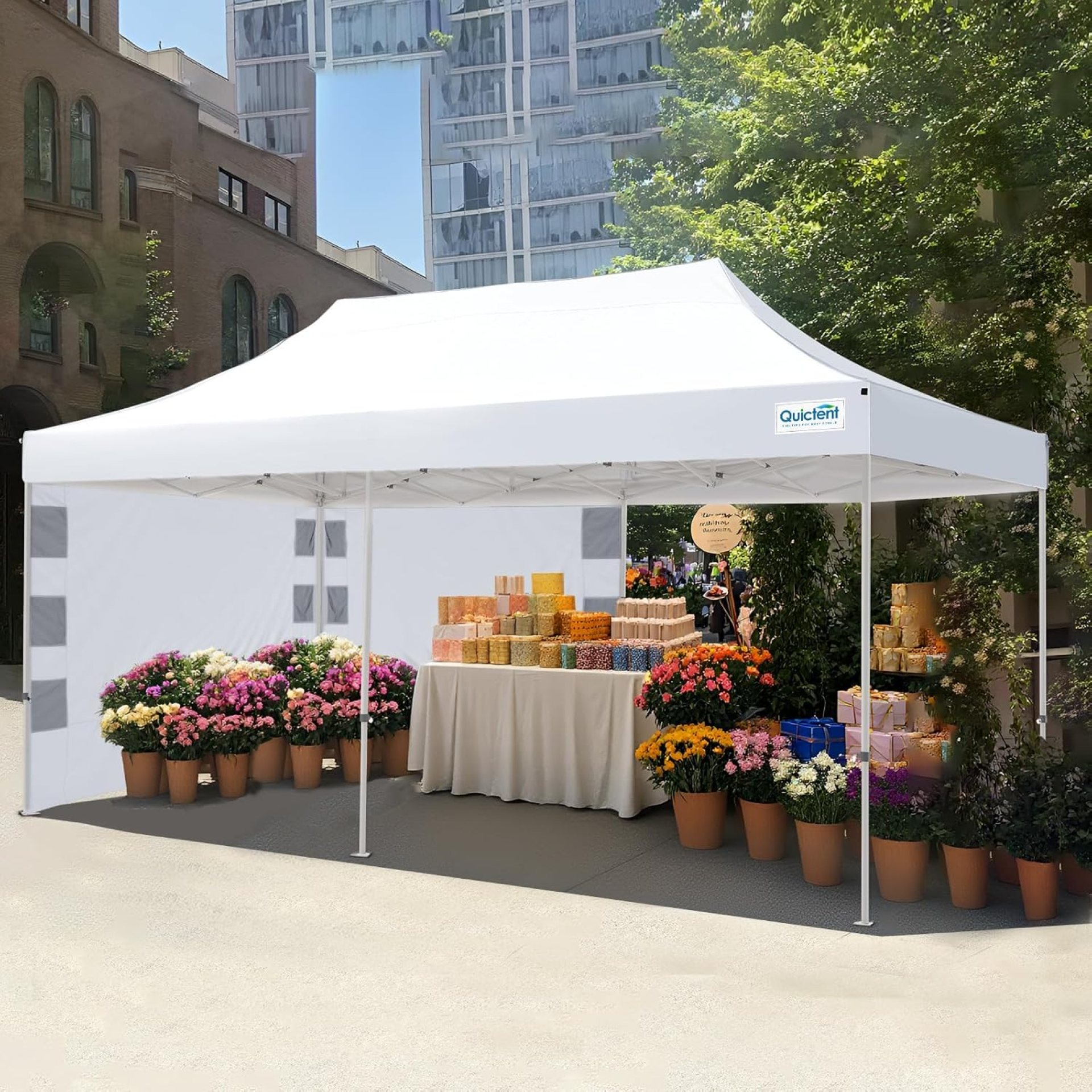 Quictent 10’x20′ Heavy Duty Pop up Canopy Tent, Easy up Commercial Gazebo Canopies for Sun & Rain Protection, Includes Sand Bags for Outdoor Events, Parties, Markets, Vendors (White, 1 Sidewall) Quictent 10’x20′ Heavy Duty Pop up Canopy Tent, Easy up Commercial Gazebo Canopies for Sun & Rain Protection, Includes Sand Bags for Outdoor Events, Parties, Markets, Vendors (White, 1 Sidewall)