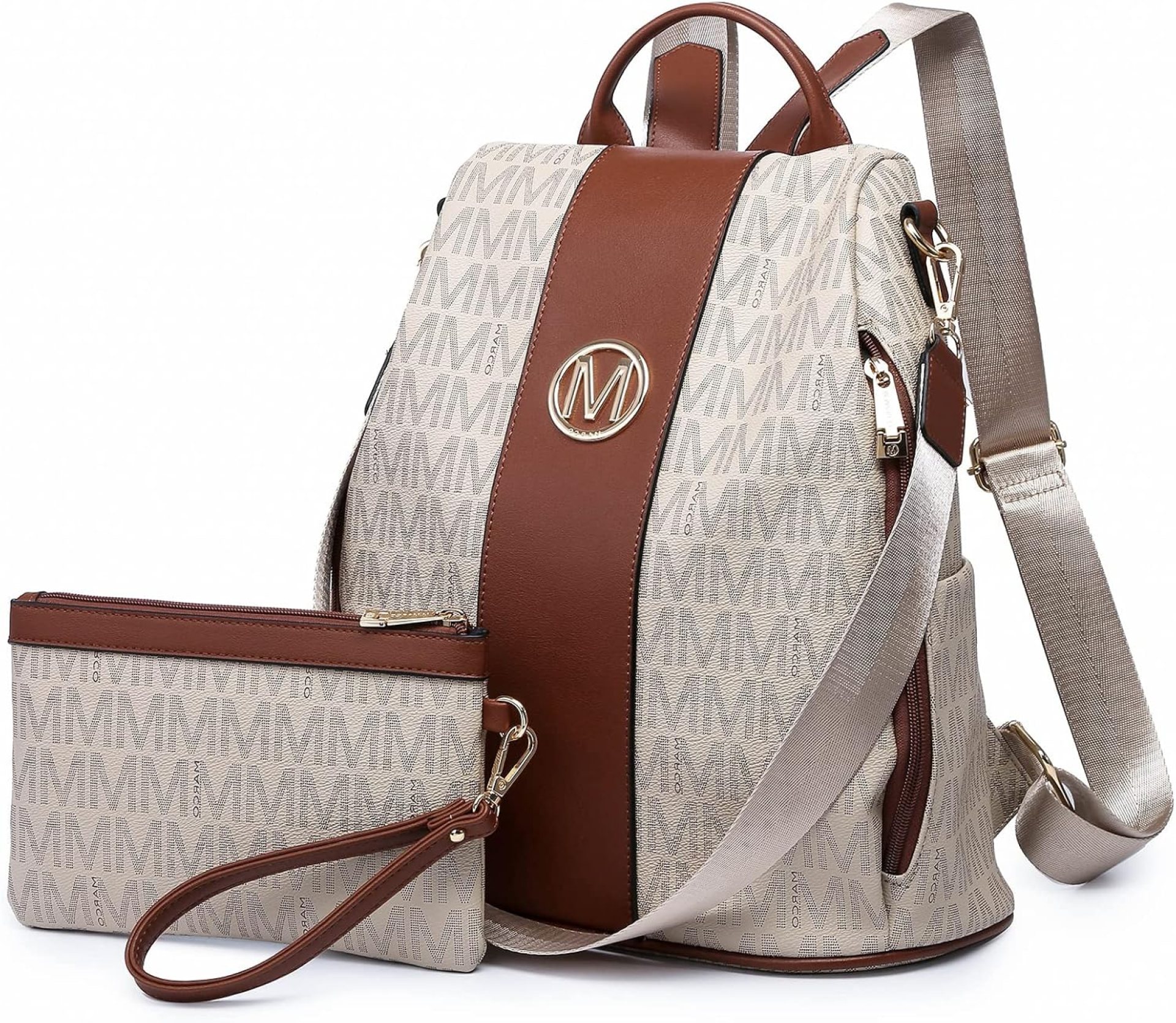 MKP COLLECTION Women Fashion Backpack Purse Multi Pockets Anti-Theft Rucksack Travel Shoulder Bag Handbag Set 2pcs MKP COLLECTION Women Fashion Backpack Purse Multi Pockets Anti-Theft Rucksack Travel Shoulder Bag Handbag Set 2pcs