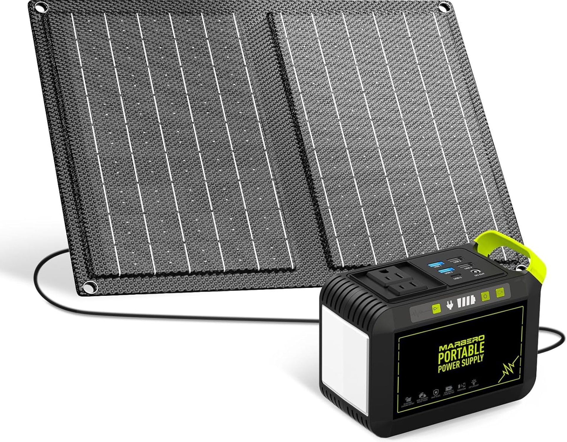 MARBERO 88.8Wh Solar Generator with 21W Solar Panel Included Portable Power Station 80W 110V 120W Max for Camping Outdoor Hiking Fishing Emergency MARBERO 88.8Wh Solar Generator with 21W Solar Panel Included Portable Power Station 80W 110V 120W Max for Camping Outdoor Hiking Fishing Emergency