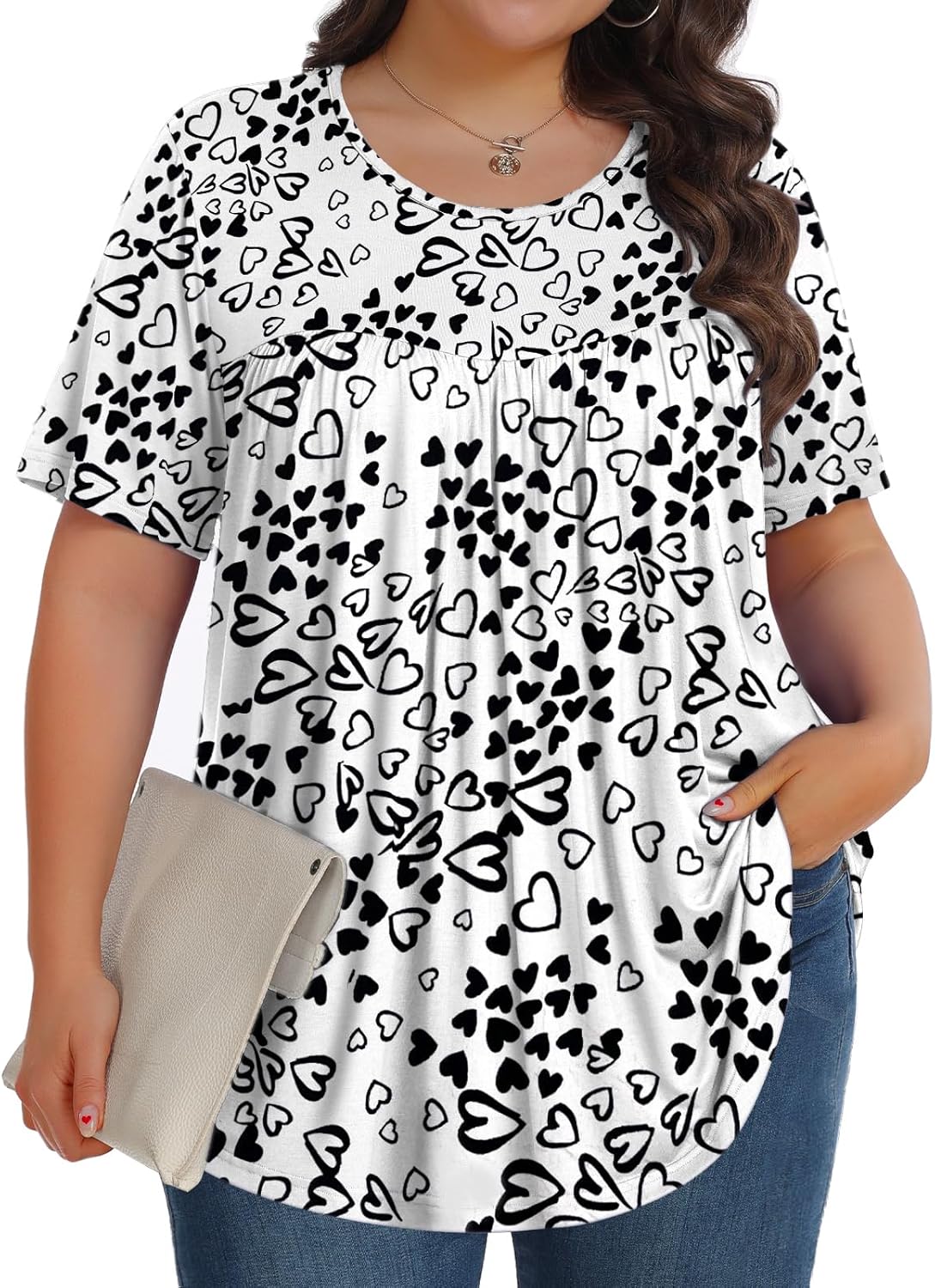 Womens Plus Size Tops Tunic Short Sleeve Crew Neck Shirts Casual Soft Blouse 1X-5X Womens Plus Size Tops Tunic Short Sleeve Crew Neck Shirts Casual Soft Blouse 1X-5X