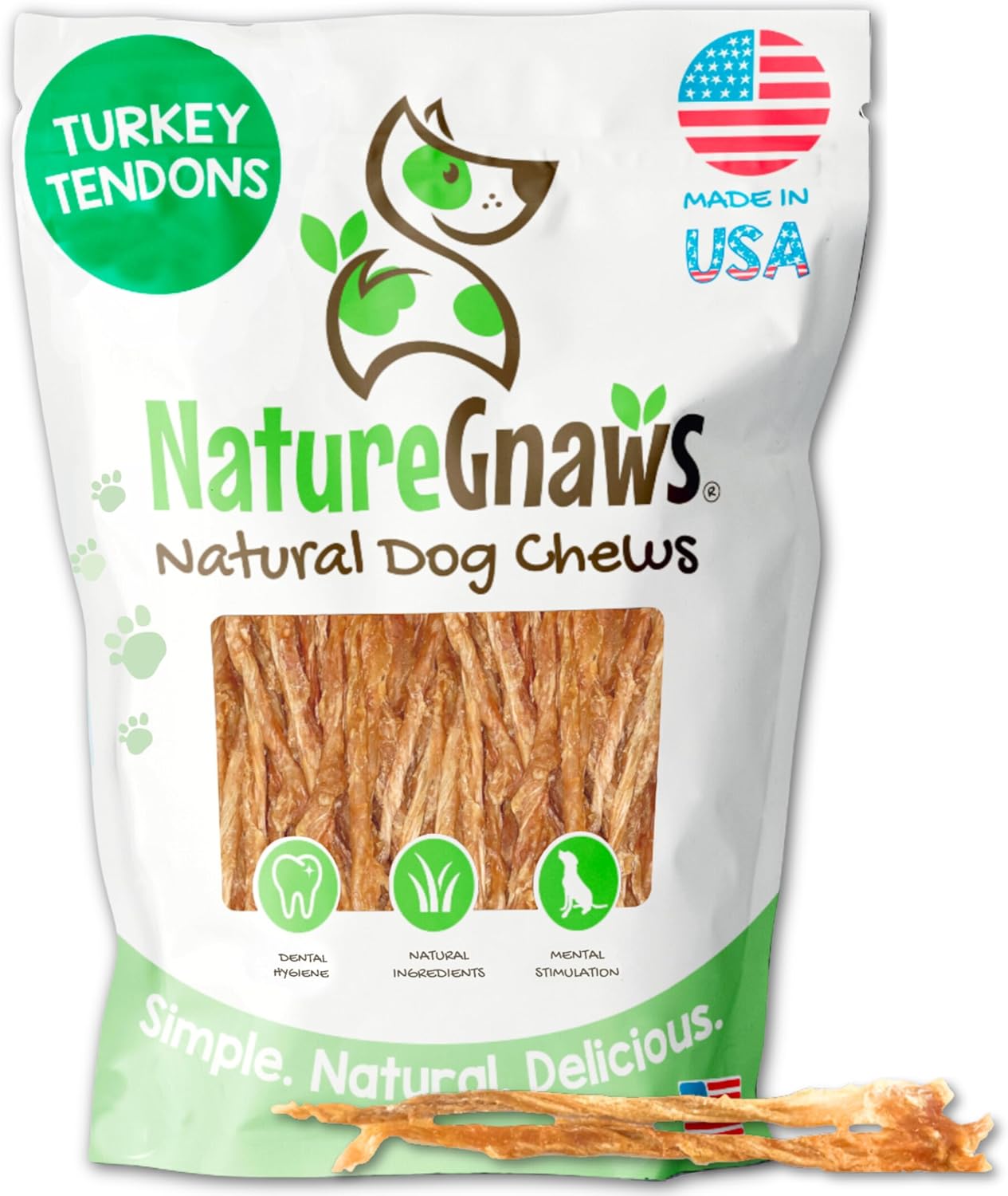 Nature Gnaws USA Turkey Tendons for Dogs (4oz) – Delicious Grain Free Reward Snack for Small, Medium & Large Breeds – Premium Natural Dog Chew Treats Nature Gnaws USA Turkey Tendons for Dogs (4oz) – Delicious Grain Free Reward Snack for Small, Medium & Large Breeds – Premium Natural Dog Chew Treats
