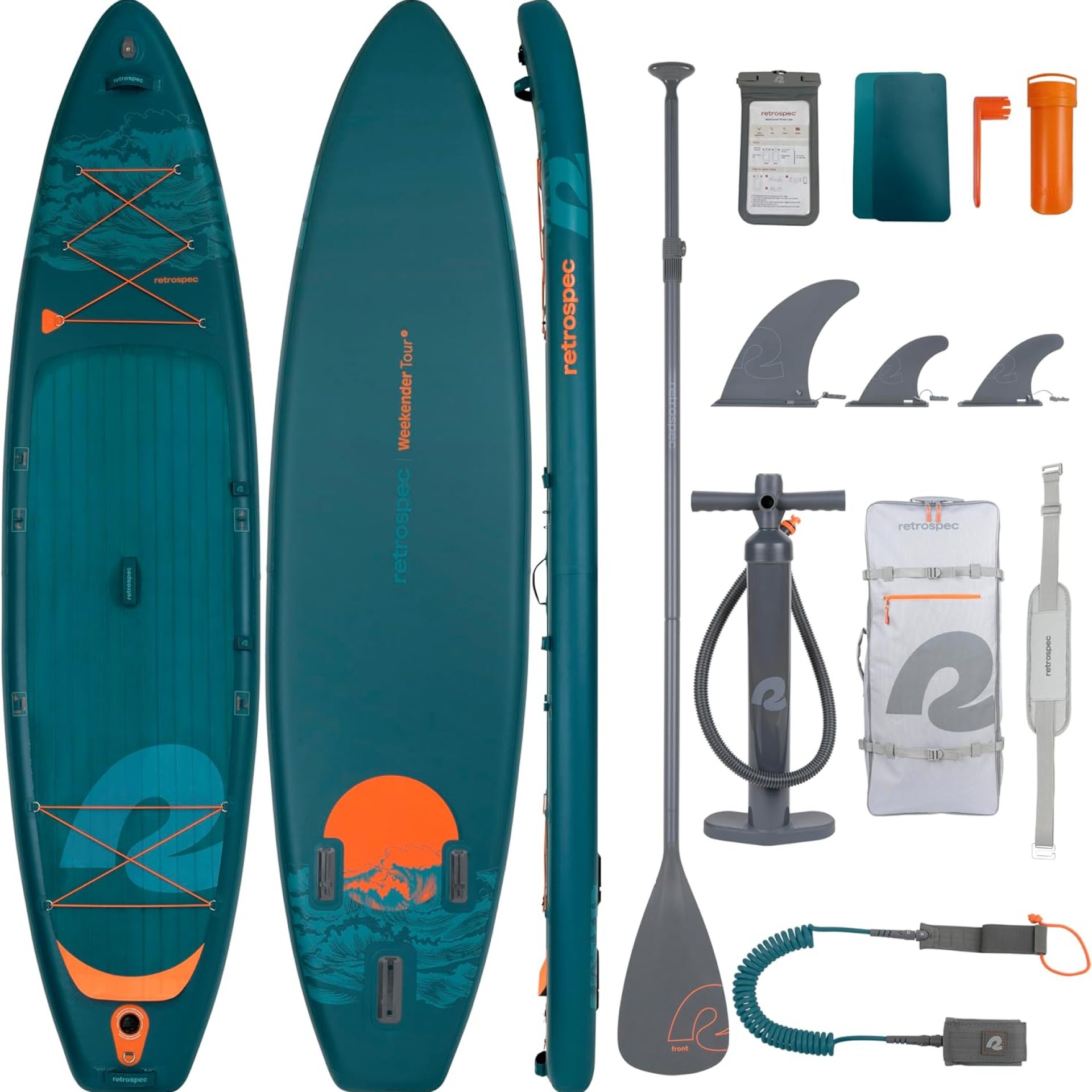 Retrospec Weekender Tour 11’6 Inflatable Stand Up Touring Paddle Board Includes Paddle, Pump and iSUP Accessories Puncture Resistant, Lightweight Inflatable Paddle Board Retrospec Weekender Tour 11’6 Inflatable Stand Up Touring Paddle Board Includes Paddle, Pump and iSUP Accessories Puncture Resistant, Lightweight Inflatable Paddle Board