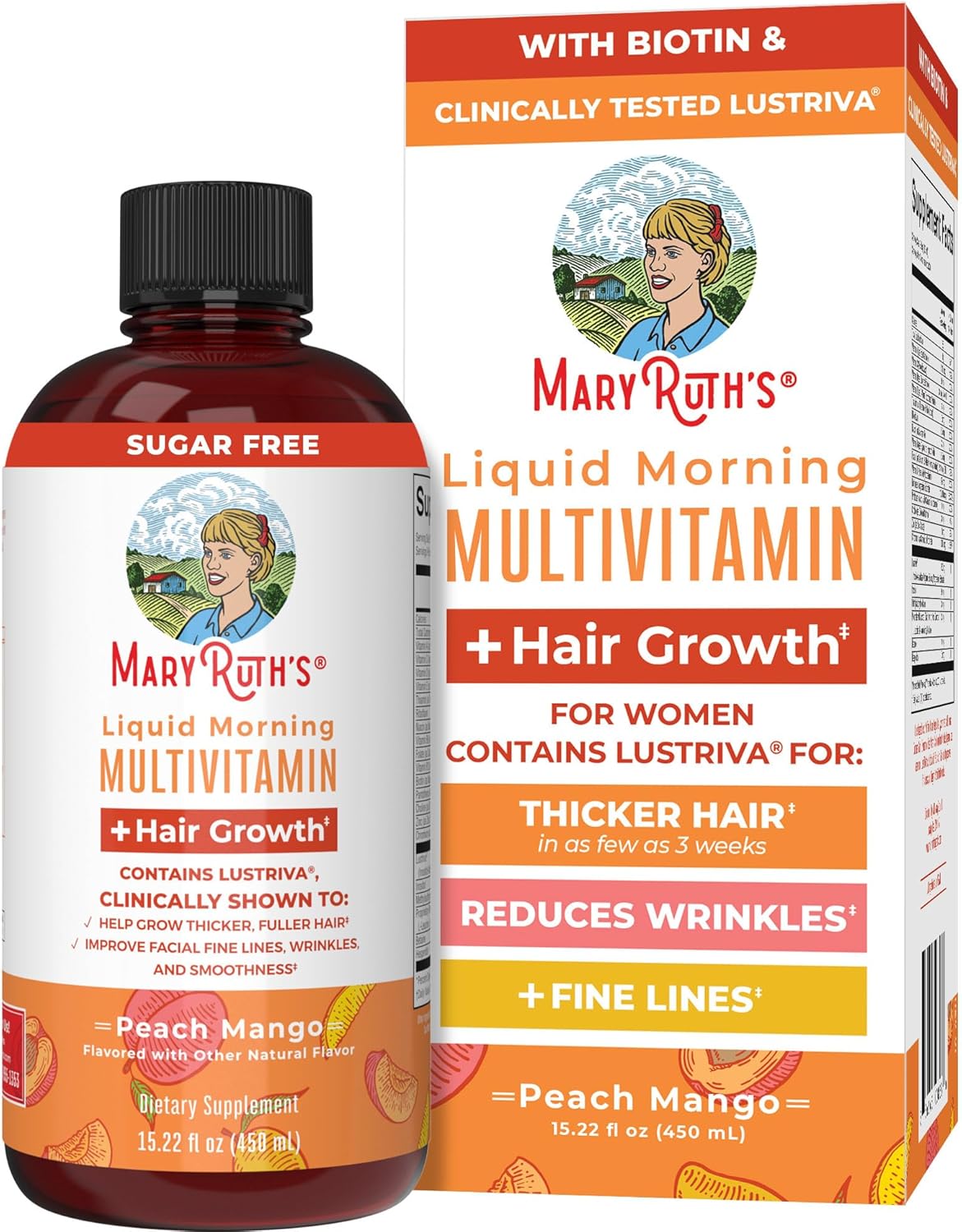 MaryRuth Organics Liquid Multivitamin Lustriva® Hair Growth for Women| Biotin 10000mcg | Vitamin D, B |Clinically Tested for Thicker Hair, Wrinkles, Fine Lines, Skin Care| Ages 18 | 15.22 Fl Oz MaryRuth Organics Liquid Multivitamin Lustriva® Hair Growth for Women| Biotin 10000mcg | Vitamin D, B |Clinically Tested for Thicker Hair, Wrinkles, Fine Lines, Skin Care| Ages 18 | 15.22 Fl Oz