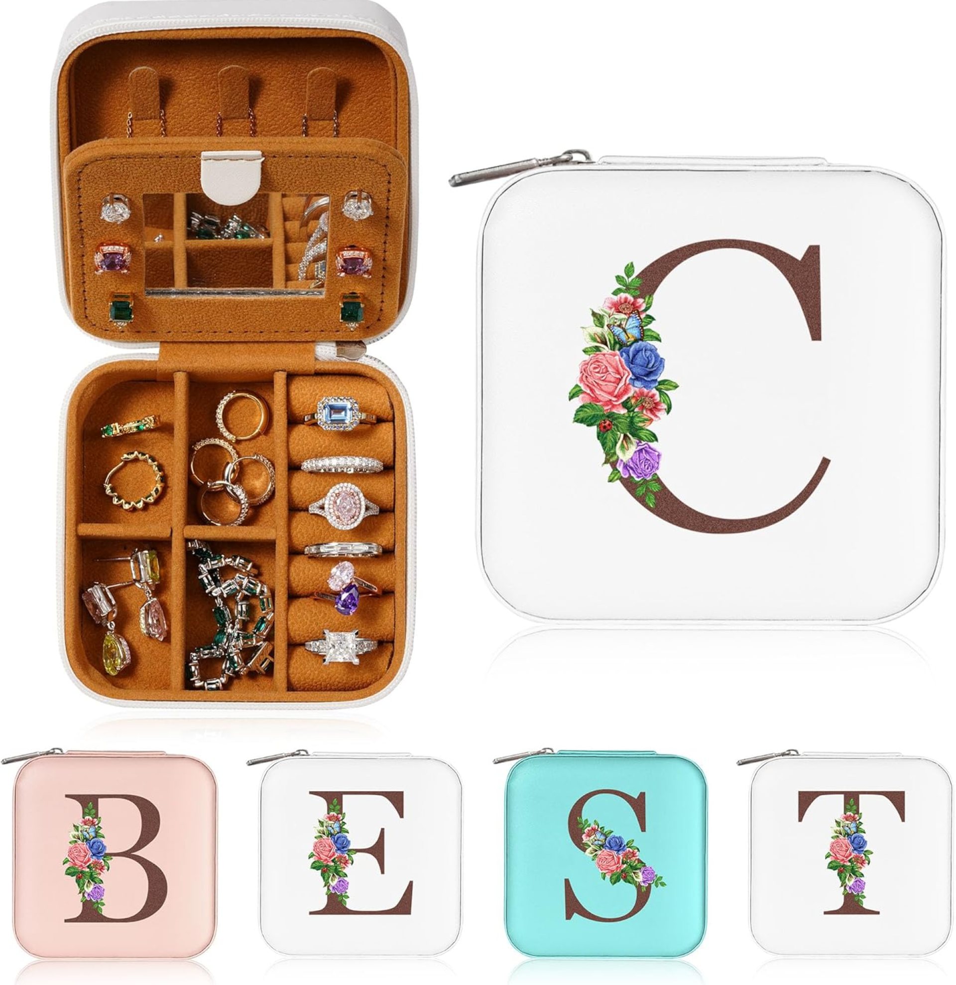 Yesteel Birthday Gifts for Women Mom Grandma, Monogram Travel Jewelry Case Jewelry Box Jewelry Organizer, Travel Essentials Travel Accessories for Women Initial C Yesteel Birthday Gifts for Women Mom Grandma, Monogram Travel Jewelry Case Jewelry Box Jewelry Organizer, Travel Essentials Travel Accessories for Women Initial C