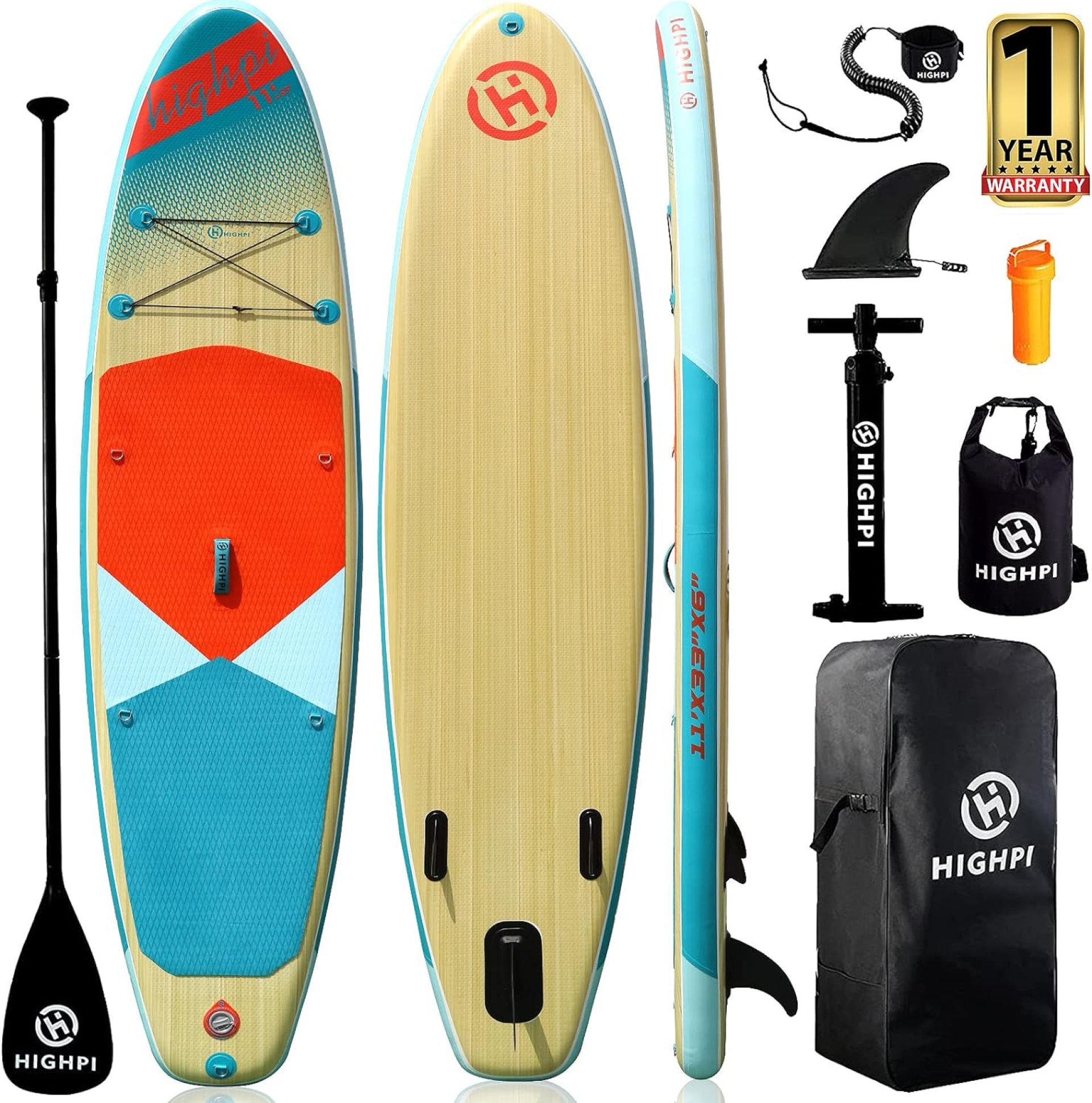 Highpi Inflatable Stand Up Paddle Board 11’x33”x6”W Premium SUP Accessories, Backpack, Wide Stance, Surf Control, Non-Slip Deck, Leash, Paddle and Pump,Standing Boat for Youth & Adult Highpi Inflatable Stand Up Paddle Board 11’x33”x6”W Premium SUP Accessories, Backpack, Wide Stance, Surf Control, Non-Slip Deck, Leash, Paddle and Pump,Standing Boat for Youth & Adult