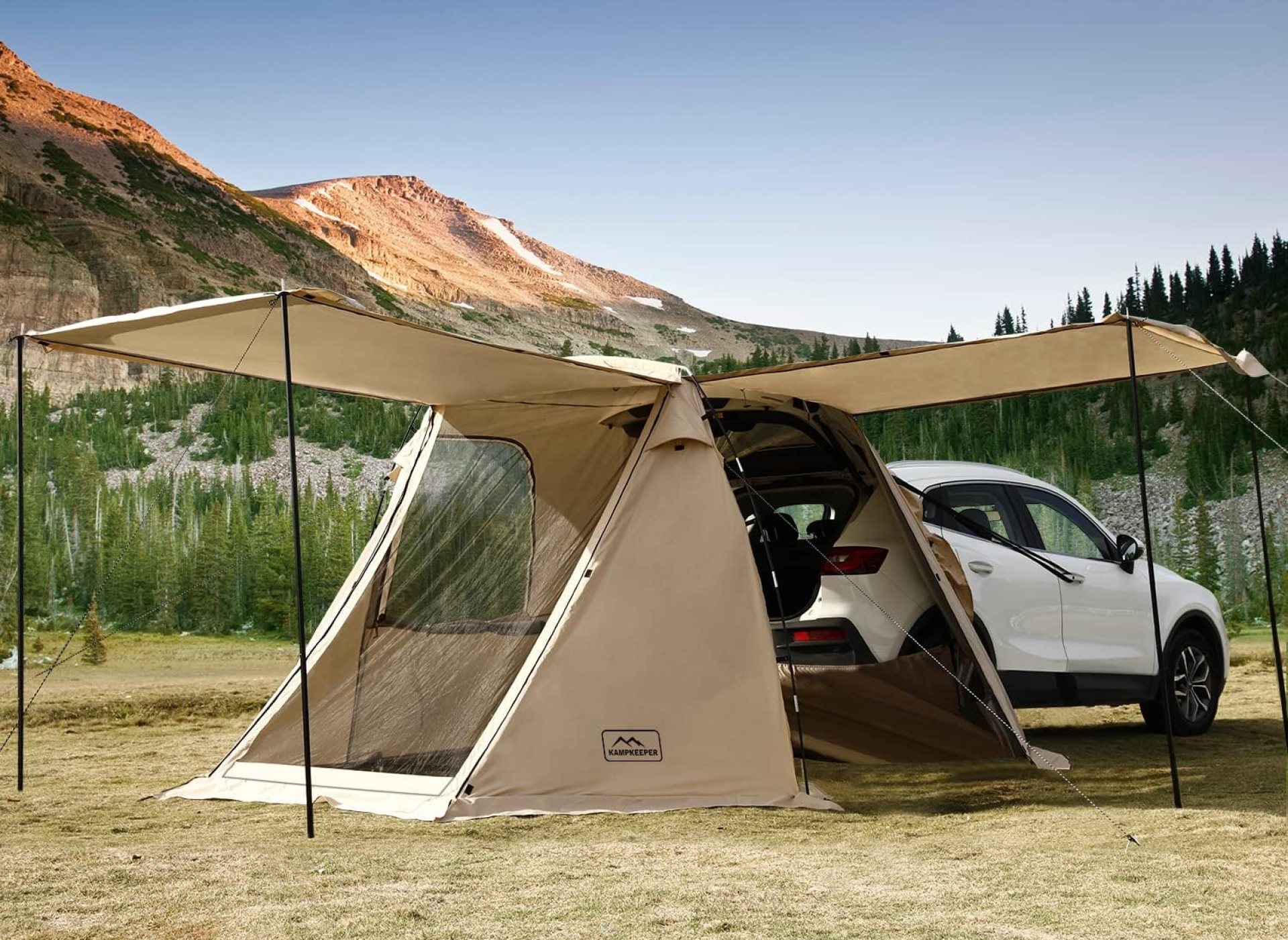 KAMPKEEPER SUV Car Tent, Tailgate Shade Awning Tent for Camping, Vehicle SUV Tent Car Camping Tents for Outdoor Travel (Khaik) KAMPKEEPER SUV Car Tent, Tailgate Shade Awning Tent for Camping, Vehicle SUV Tent Car Camping Tents for Outdoor Travel (Khaik)