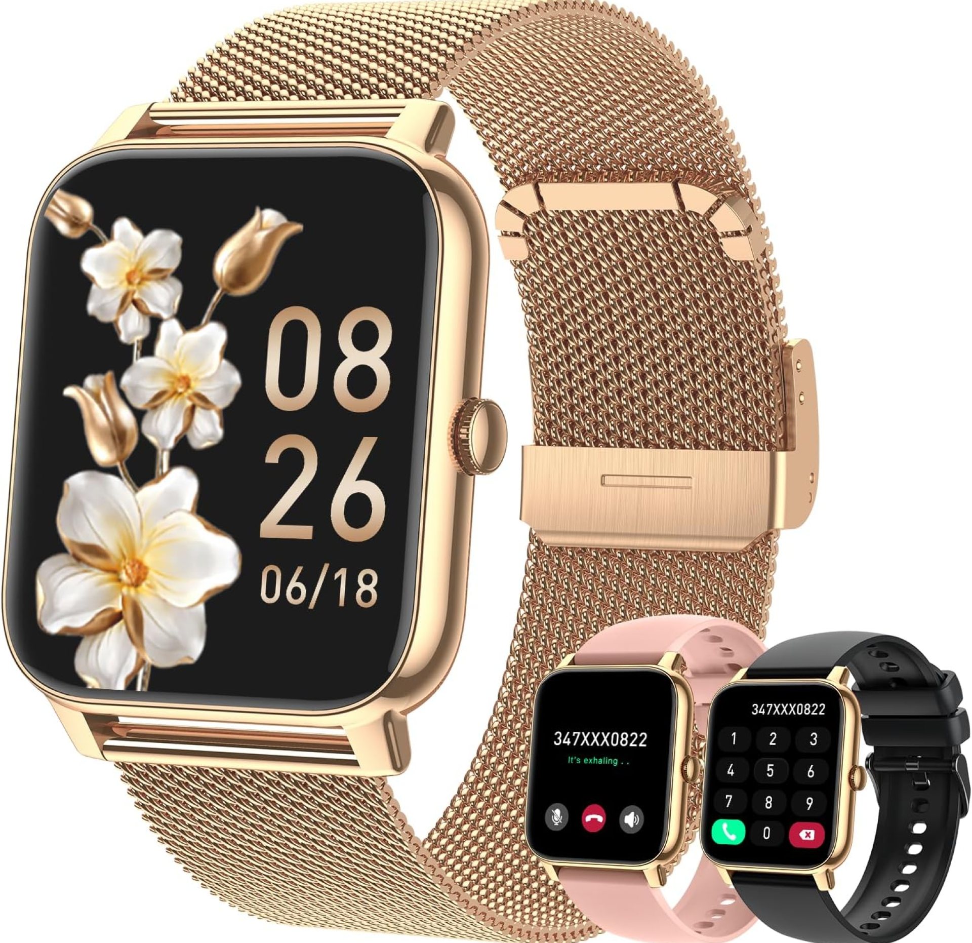 Smart Watch for Women Fitness Tracker: Gold Smart Watches for Women Digital Mens Watches Make/Answer Call Waterproof Running Smartwatch Android Phone iPhone Samsung Compatible Heart Rate Monitor Smart Watch for Women Fitness Tracker: Gold Smart Watches for Women Digital Mens Watches Make/Answer Call Waterproof Running Smartwatch Android Phone iPhone Samsung Compatible Heart Rate Monitor
