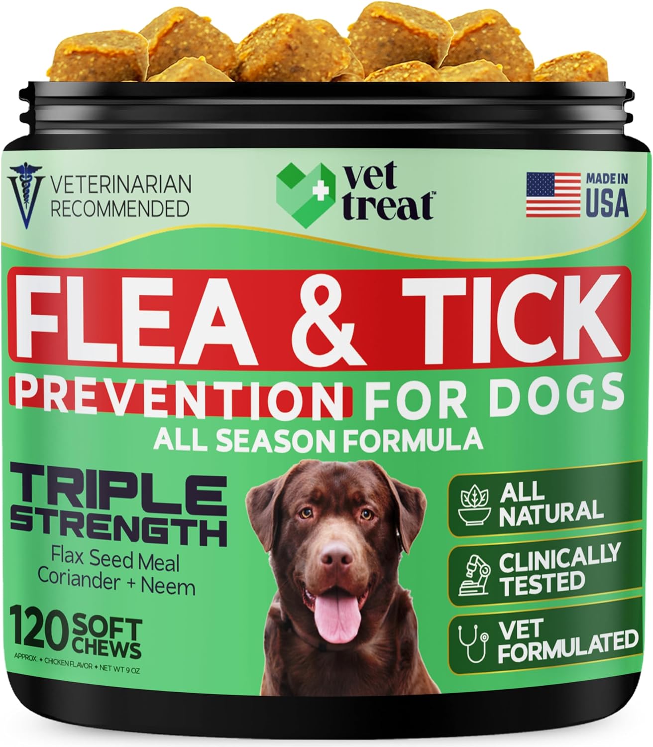 Flea and Tick Prevention for Dogs Chewables -Made in USA- Natural Dog Flea and Tick Treatment – Oral Flea Pills – Vet Recommended Flea and Tick Chews – All Breeds & Sizes – 120 Soft Treats (Chicken) Flea and Tick Prevention for Dogs Chewables -Made in USA- Natural Dog Flea and Tick Treatment – Oral Flea Pills – Vet Recommended Flea and Tick Chews – All Breeds & Sizes – 120 Soft Treats (Chicken)