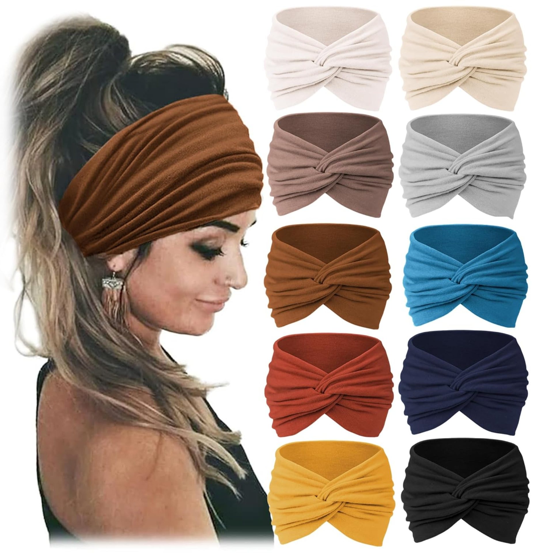 Jesries 10 PCS Women Headbands African Wide Hair Wrap Extra Turban Head Bands for Lady Large Sport Workout Stretch Non-slip Big Hair Bands Jesries 10 PCS Women Headbands African Wide Hair Wrap Extra Turban Head Bands for Lady Large Sport Workout Stretch Non-slip Big Hair Bands
