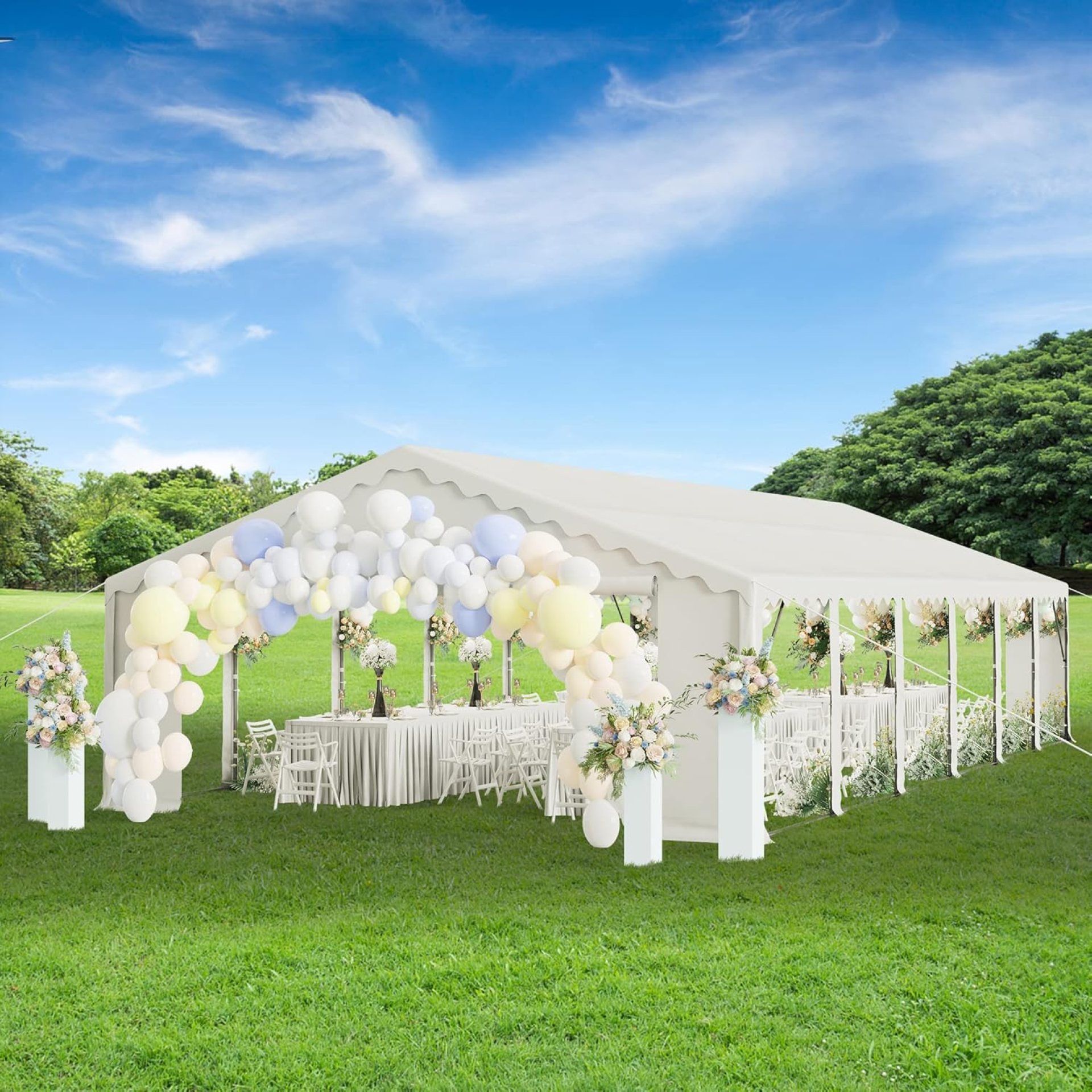 PHI VILLA 40’x20′ Outdoor Heavy Duty Party Tent Large Commercial Canopy Wedding Event Shelter with Removable Sidewalls & 7 Storage Bags for Patio Outdoor Garden Events, White PHI VILLA 40’x20′ Outdoor Heavy Duty Party Tent Large Commercial Canopy Wedding Event Shelter with Removable Sidewalls & 7 Storage Bags for Patio Outdoor Garden Events, White
