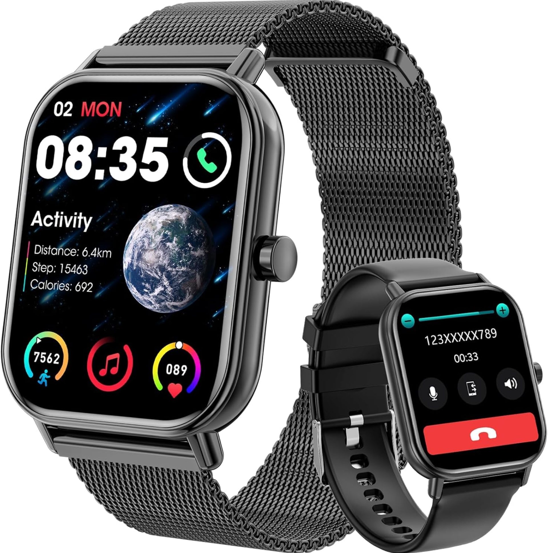 Smart Watch for Women Men, Fitness Tracker Watch for Android Phones iPhone Compatible, 1.85″ Smart Watches for Women Men with Blood Oxygen, Heart Rate Monitor, 110+ Sport Modes Smartwatch (2 Strap) Smart Watch for Women Men, Fitness Tracker Watch for Android Phones iPhone Compatible, 1.85″ Smart Watches for Women Men with Blood Oxygen, Heart Rate Monitor, 110+ Sport Modes Smartwatch (2 Strap)