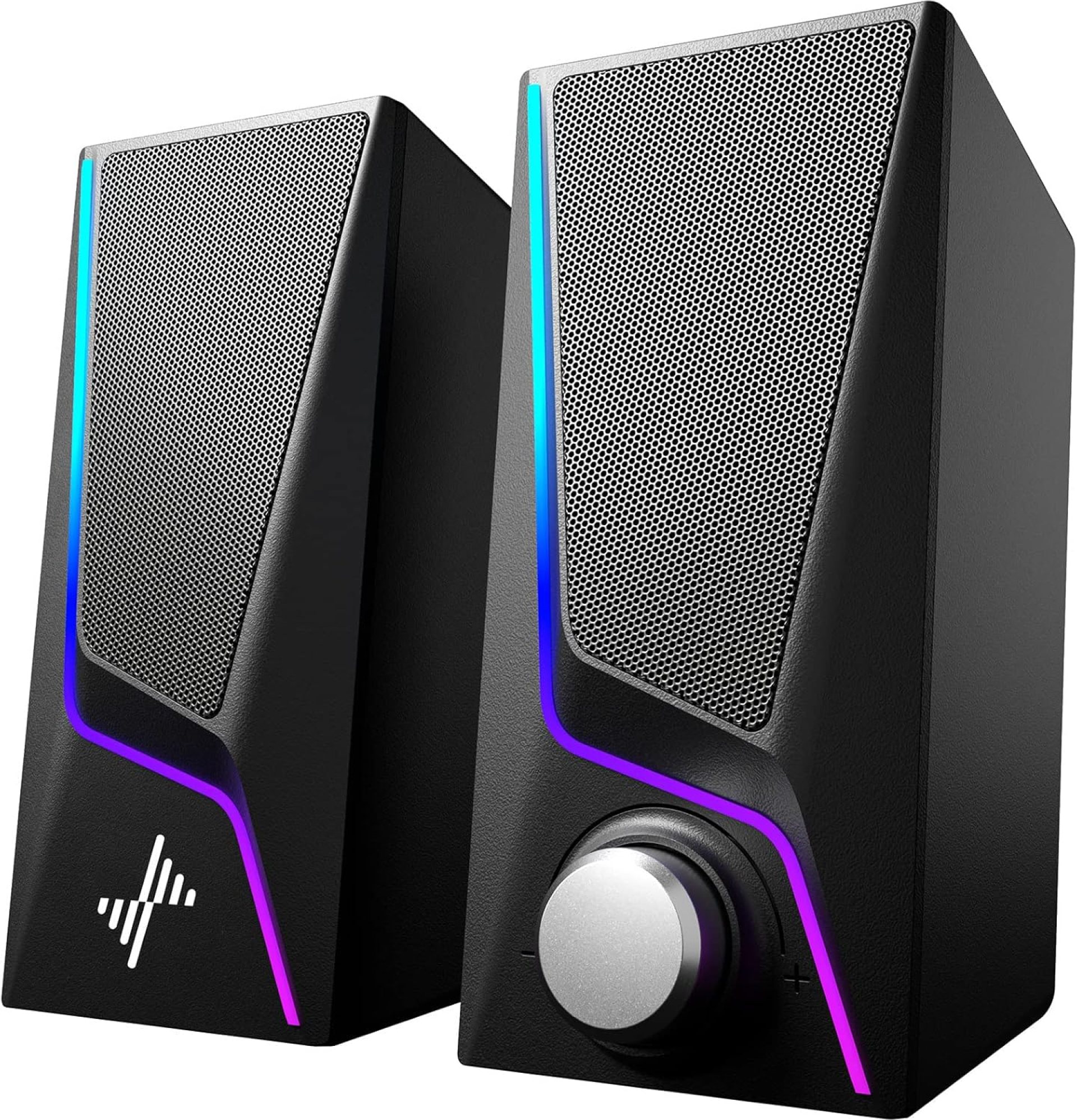 Computer Speakers, PC Speakers with 6 Lighting Modes, USB Powered Computer Speakers for Desktop Monitor with 2 Bass-Boost Ports, 2 Speaker Units, and 3.5mm Aux-in Cable for PC, Laptop, Tablet, Phone Computer Speakers, PC Speakers with 6 Lighting Modes, USB Powered Computer Speakers for Desktop Monitor with 2 Bass-Boost Ports, 2 Speaker Units, and 3.5mm Aux-in Cable for PC, Laptop, Tablet, Phone