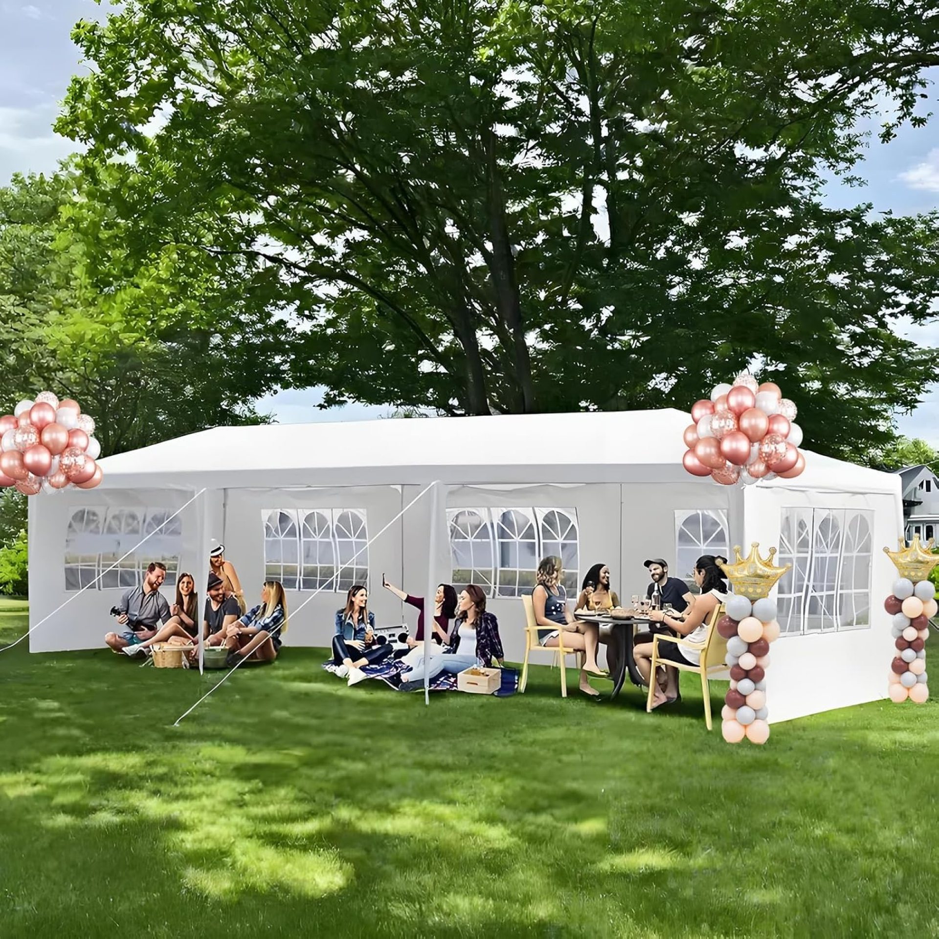 KUIKUI 10’x30′ Party Tent with Sidewalls, Carpas para Fiestas 10×30, Tents for Parties with 8 Removable Sidewalls, White KUIKUI 10’x30′ Party Tent with Sidewalls, Carpas para Fiestas 10×30, Tents for Parties with 8 Removable Sidewalls, White