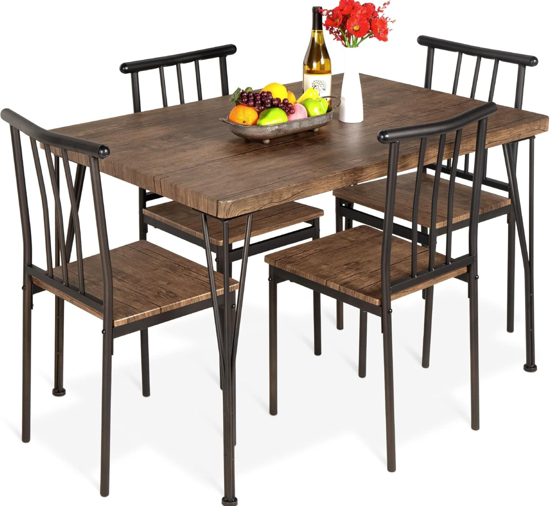 Best Choice Products 5-Piece Metal and Wood Indoor Modern Rectangular Dining Table Furniture Set for Kitchen, Dining Room, Dinette, Breakfast Nook w/ 4 Chairs – Drift Brown Best Choice Products 5-Piece Metal and Wood Indoor Modern Rectangular Dining Table Furniture Set for Kitchen, Dining Room, Dinette, Breakfast Nook w/ 4 Chairs – Drift Brown