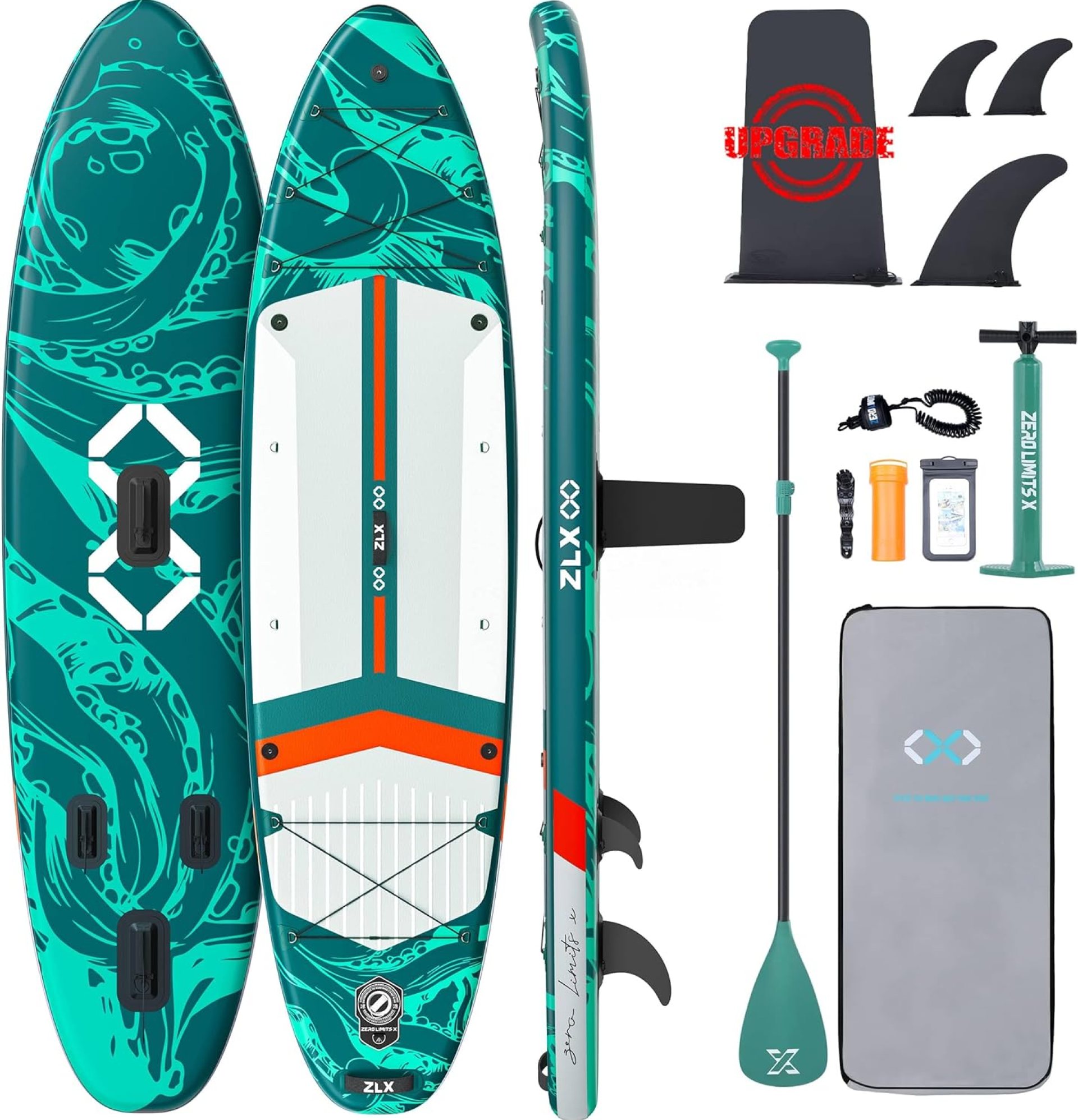 ZLX Super Wide 11’6″ x 35″ Inflatable Stand Up Paddle Board with Hand Pump for Adults & Youth – Super Stable Fins Design, Non-Slip Deck, Adjustable Paddle, Safety Leash, and Carry Bag, Gift Ideas ZLX Super Wide 11’6″ x 35″ Inflatable Stand Up Paddle Board with Hand Pump for Adults & Youth – Super Stable Fins Design, Non-Slip Deck, Adjustable Paddle, Safety Leash, and Carry Bag, Gift Ideas