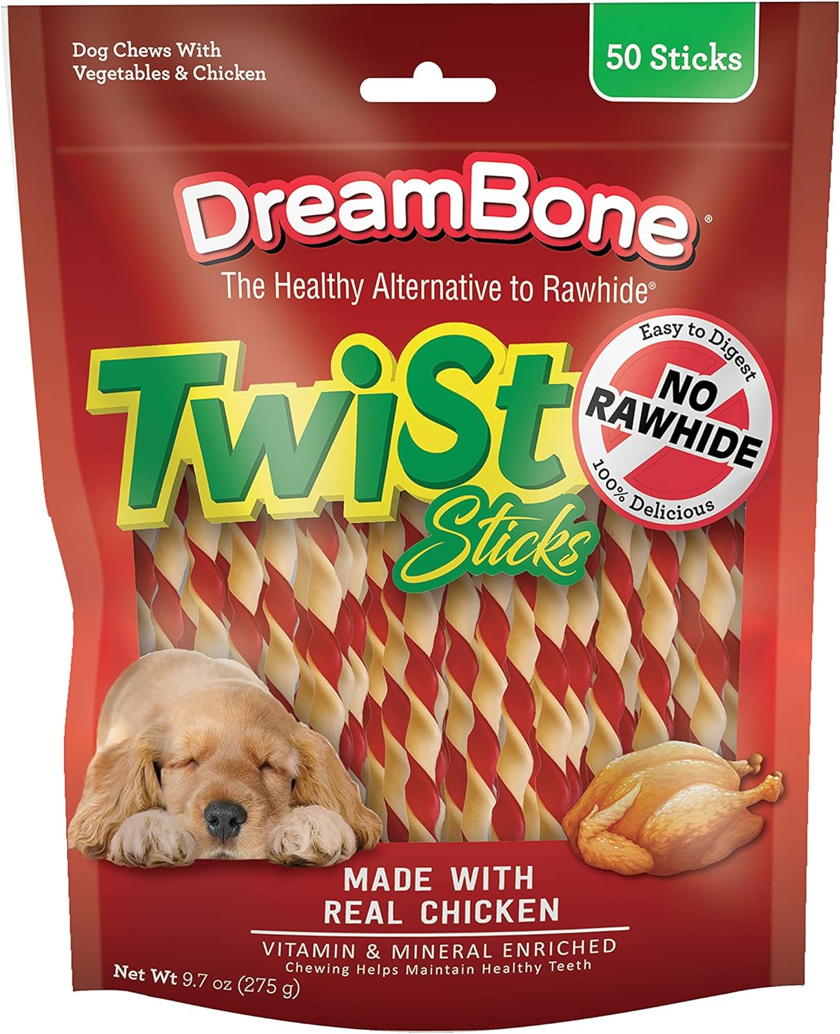 DreamBone Twist Sticks, Made With Real Chicken, Rawhide-Free Chews for Dogs, 50 Count DreamBone Twist Sticks, Made With Real Chicken, Rawhide-Free Chews for Dogs, 50 Count