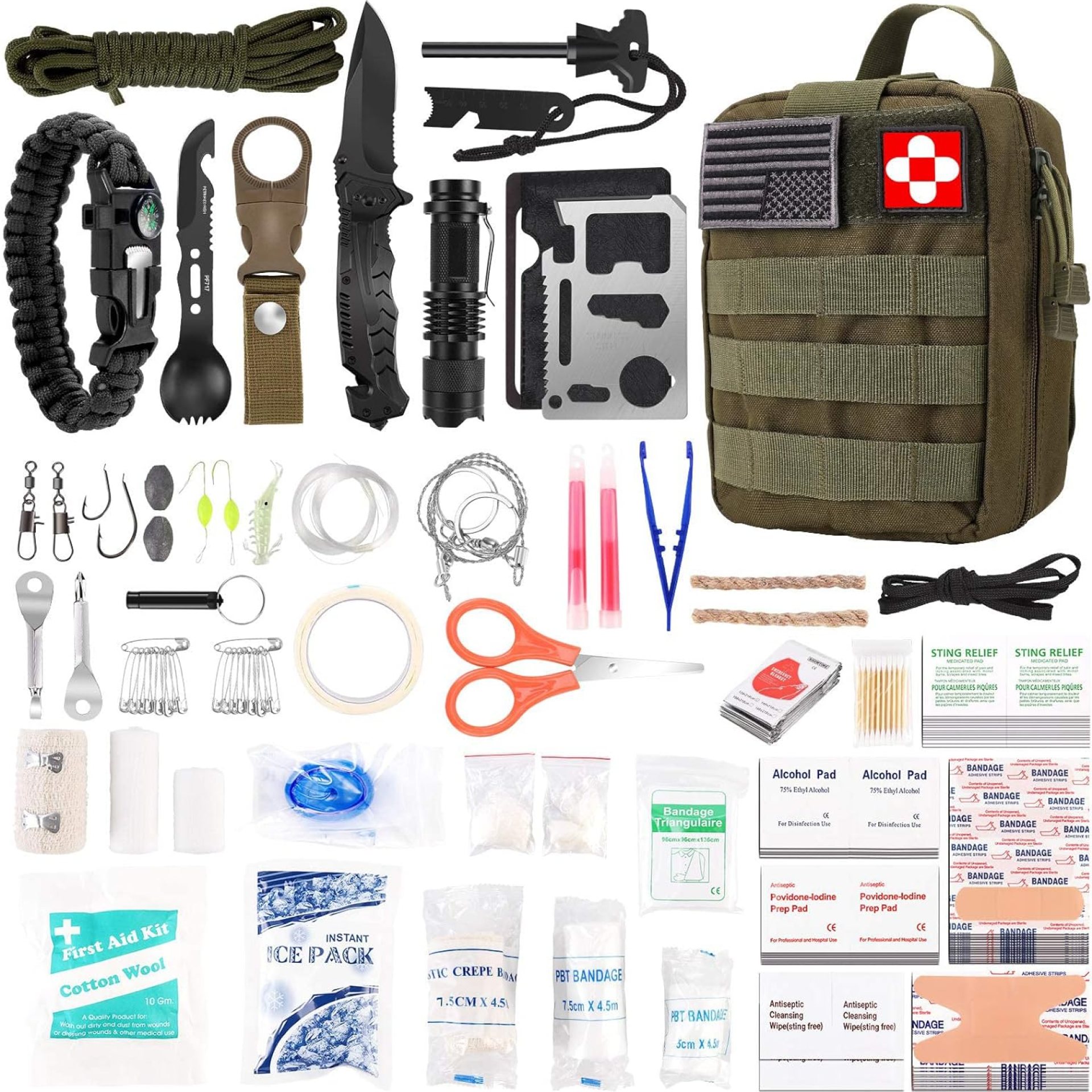 216 Pcs Survival First Aid Kits, Professional Survival Gear Equipment Tools First Aid Supplies kit for SOS Emergency Hiking Hunting Disaster Camping Adventures 216 Pcs Survival First Aid Kits, Professional Survival Gear Equipment Tools First Aid Supplies kit for SOS Emergency Hiking Hunting Disaster Camping Adventures