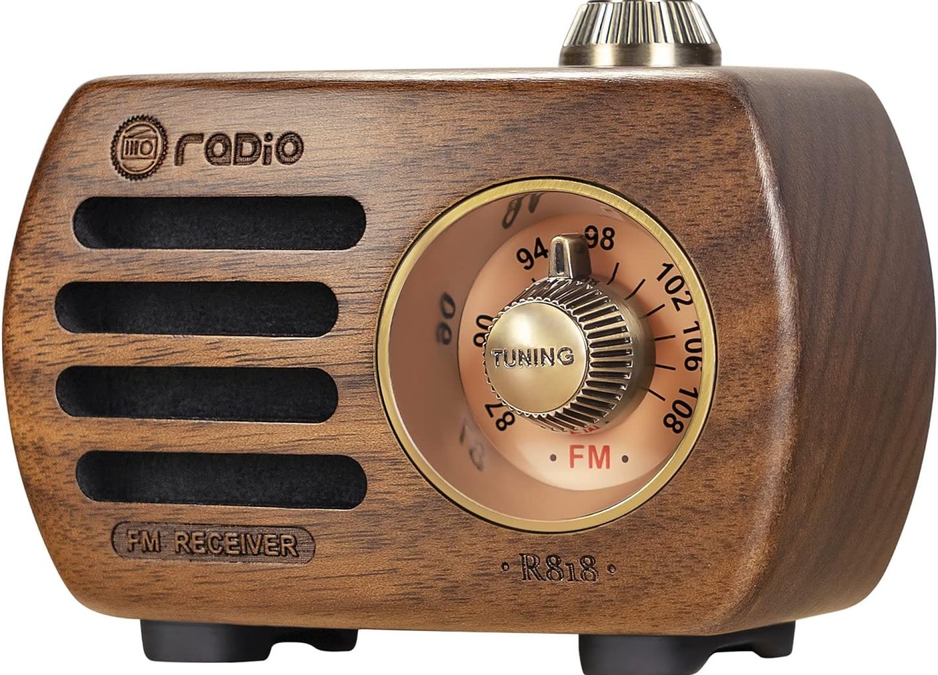 PRUNUS Wood Retro FM Radio Bluetooth Mini Portable Wooden Old Vintage Radio Speaker, Rechargeable Battery Operated, Strong Bass Enhancement, Loud Volume, Support AUX in (Walnut) R-818 PRUNUS Wood Retro FM Radio Bluetooth Mini Portable Wooden Old Vintage Radio Speaker, Rechargeable Battery Operated, Strong Bass Enhancement, Loud Volume, Support AUX in (Walnut) R-818