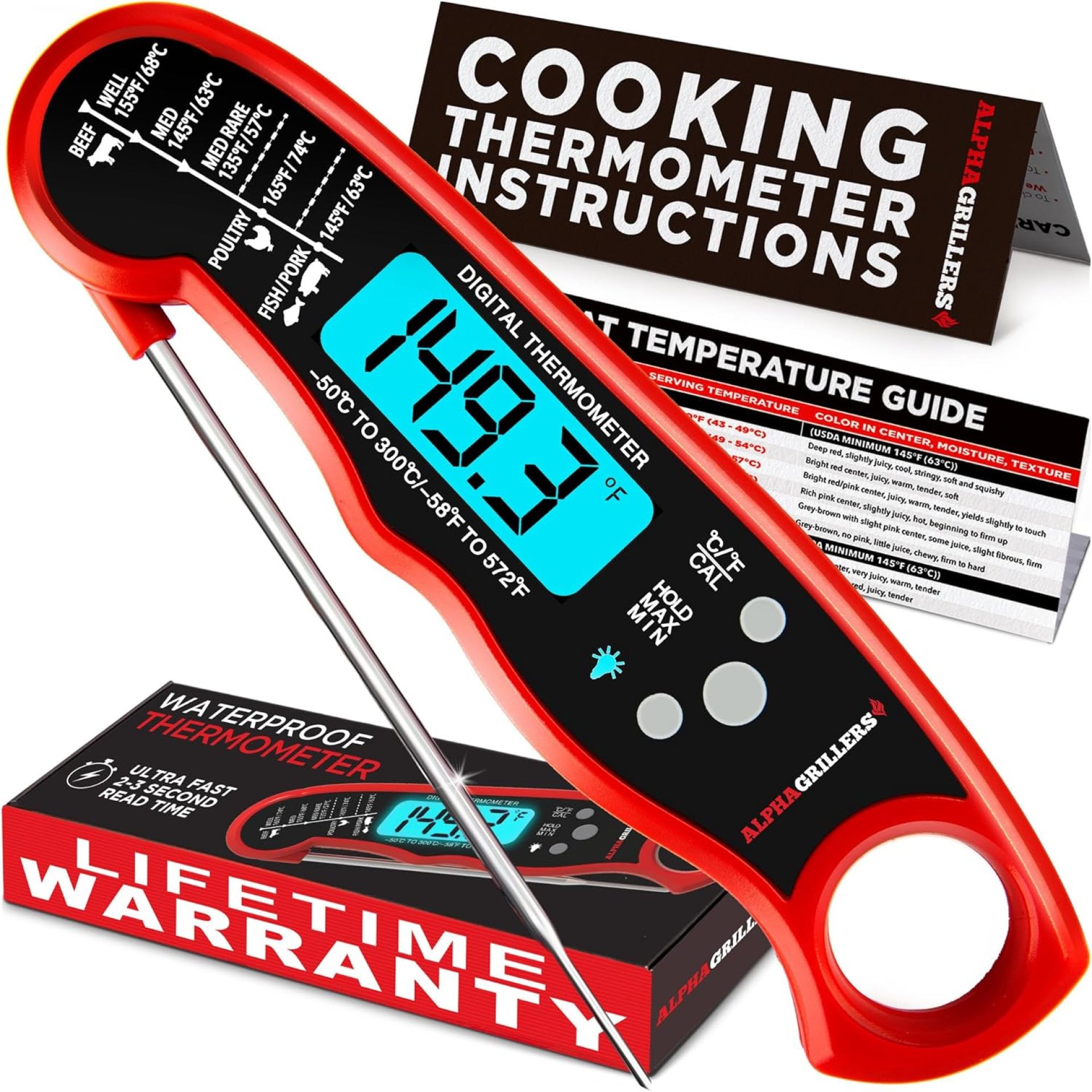 Alpha Grillers Meat Thermometer Digital – Instant Read Food Thermometer for Cooking Grilling Air Fryer Griddle Probe Kitchen Gadgets Essentials BBQ Accessories Grill Gifts for Men Him Dad Fathers Day Alpha Grillers Meat Thermometer Digital – Instant Read Food Thermometer for Cooking Grilling Air Fryer Griddle Probe Kitchen Gadgets Essentials BBQ Accessories Grill Gifts for Men Him Dad Fathers Day
