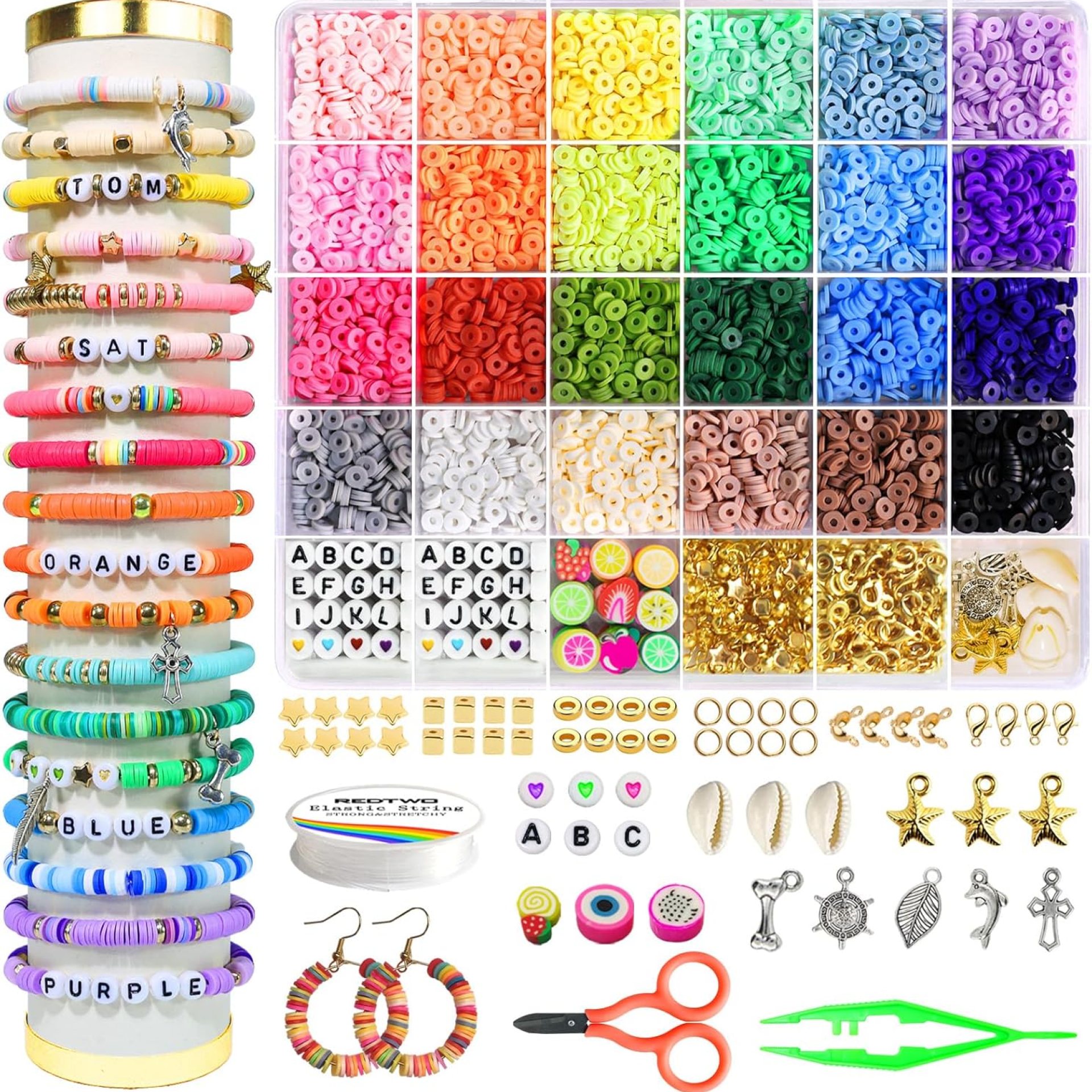 Redtwo Clay Beads for Bracelets Making Kit, 4200 Friendship Bracelet Heishi Beads Preppy Flat Beads, DIY Arts and Crafts Birthday Gifts Toys for Kids Age 6-13 Redtwo Clay Beads for Bracelets Making Kit, 4200 Friendship Bracelet Heishi Beads Preppy Flat Beads, DIY Arts and Crafts Birthday Gifts Toys for Kids Age 6-13