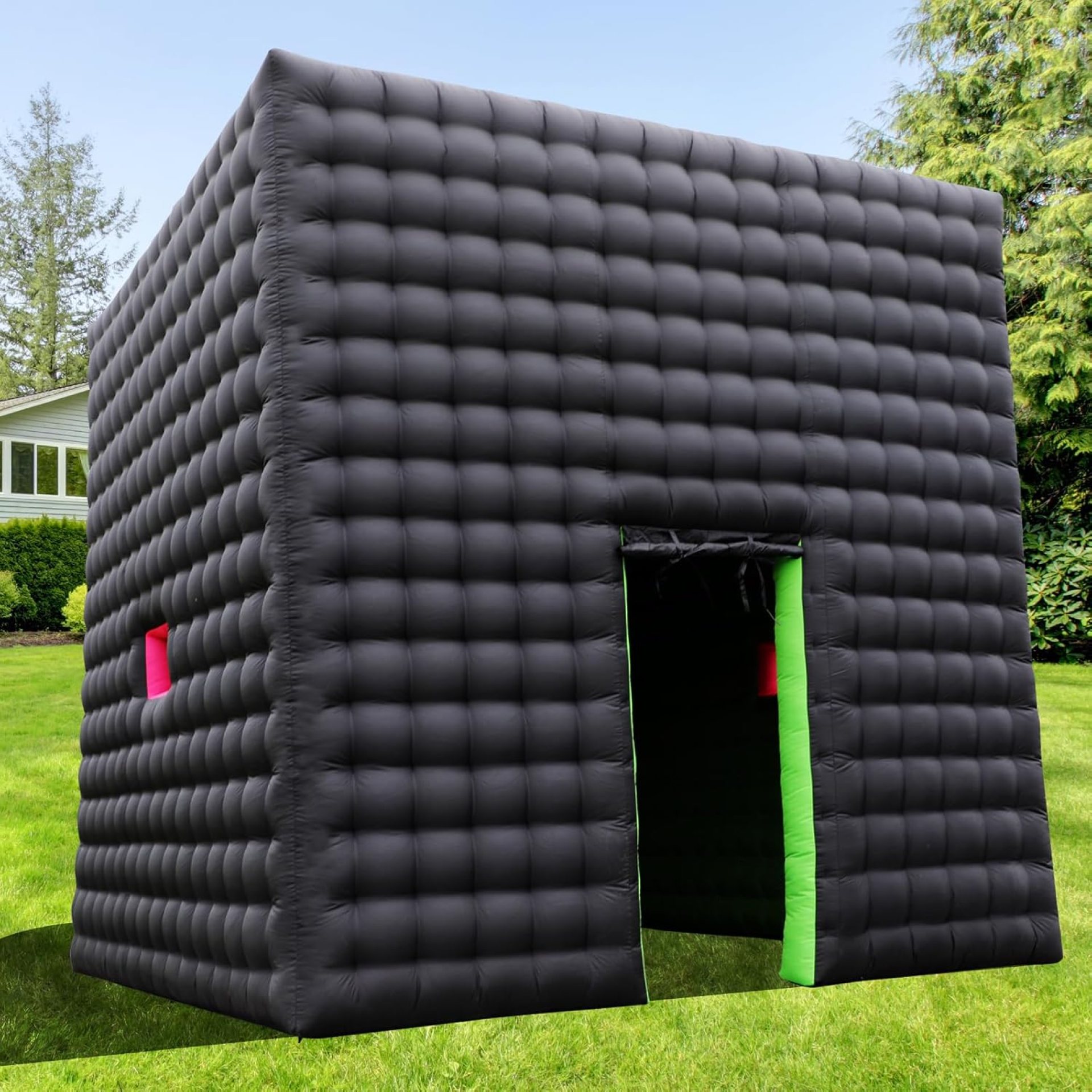 Large Black Inflatable Cube Wedding Tent (14x14x14Ft) Square Gazebo Event Room Big Mobile Portable Night Club Tent for Parties, Shows, Events, and Commercial Use Large Black Inflatable Cube Wedding Tent (14x14x14Ft) Square Gazebo Event Room Big Mobile Portable Night Club Tent for Parties, Shows, Events, and Commercial Use