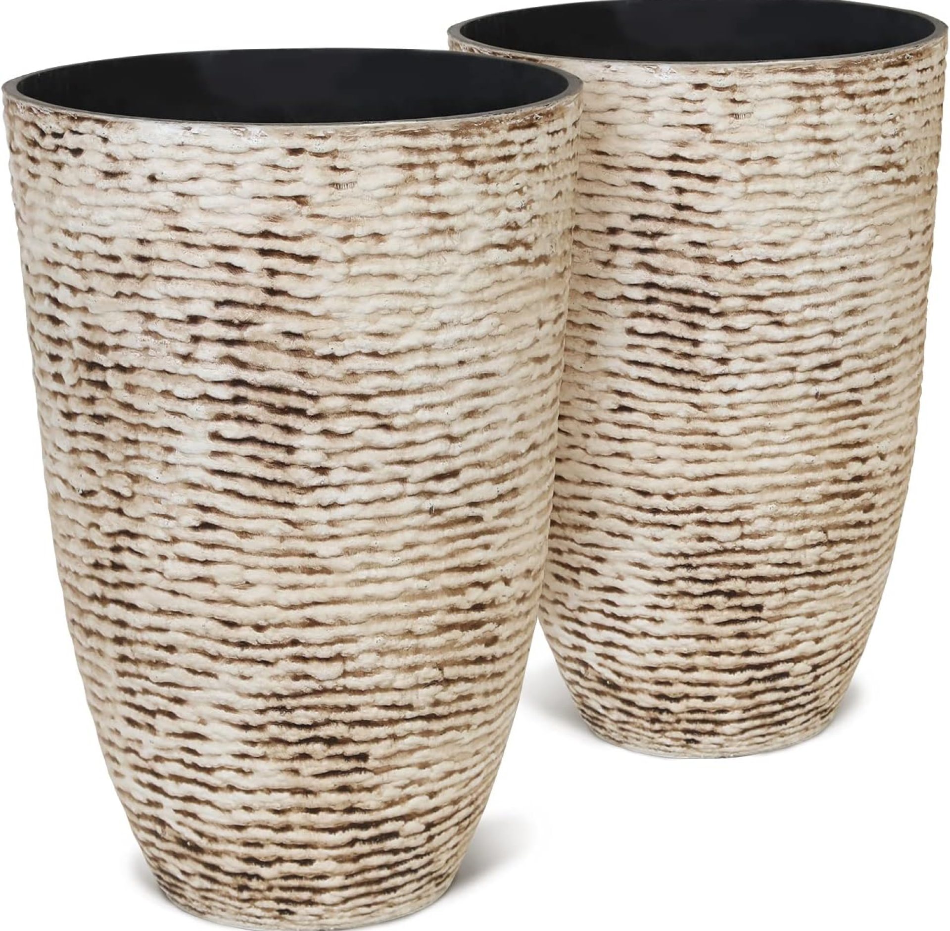 Worth 9 Gallon Tall Round Planters Set of 2-14″ Dia x 21″ H Stone Finish Flower Pots Indoor Decorative Container Garden Patio Unbreakable Beige Worth 9 Gallon Tall Round Planters Set of 2-14″ Dia x 21″ H Stone Finish Flower Pots Indoor Decorative Container Garden Patio Unbreakable Beige